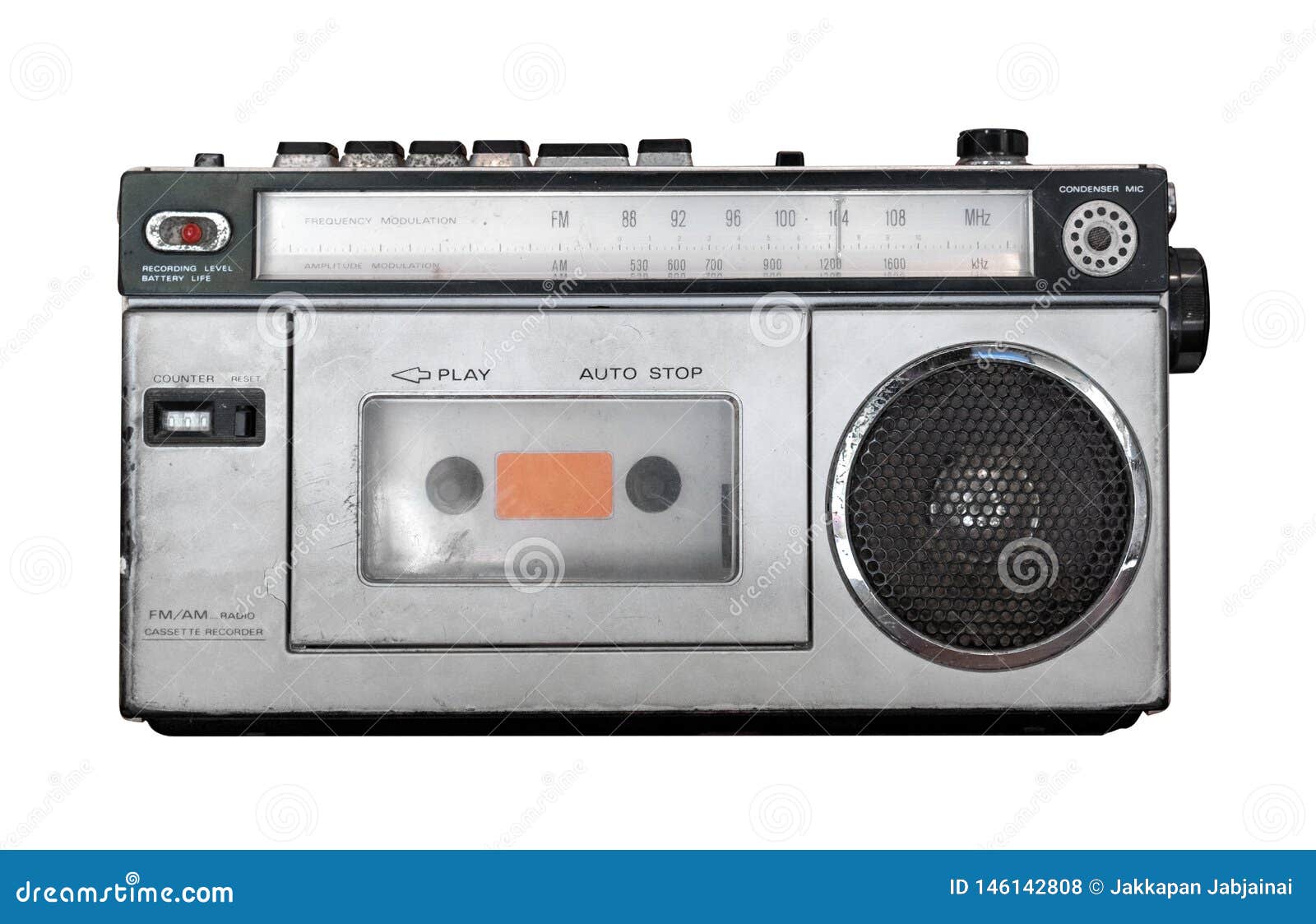 Vintage Cassette Player - Old Radio Receiver Isolate on White with Clipping  Path for Object Stock Photo - Image of clipping, oldfashioned: 146142808
