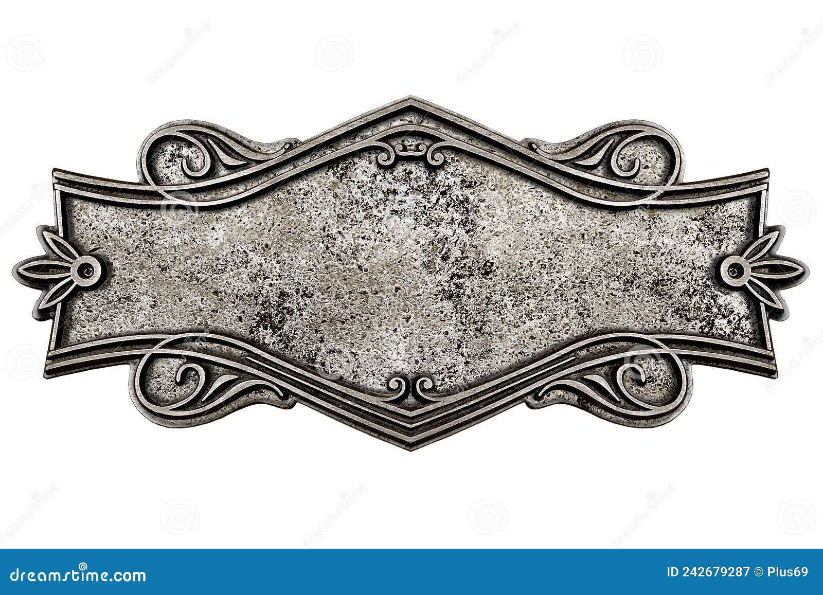 Vintage Cast Metal Plate Isolated on White Background Stock Image