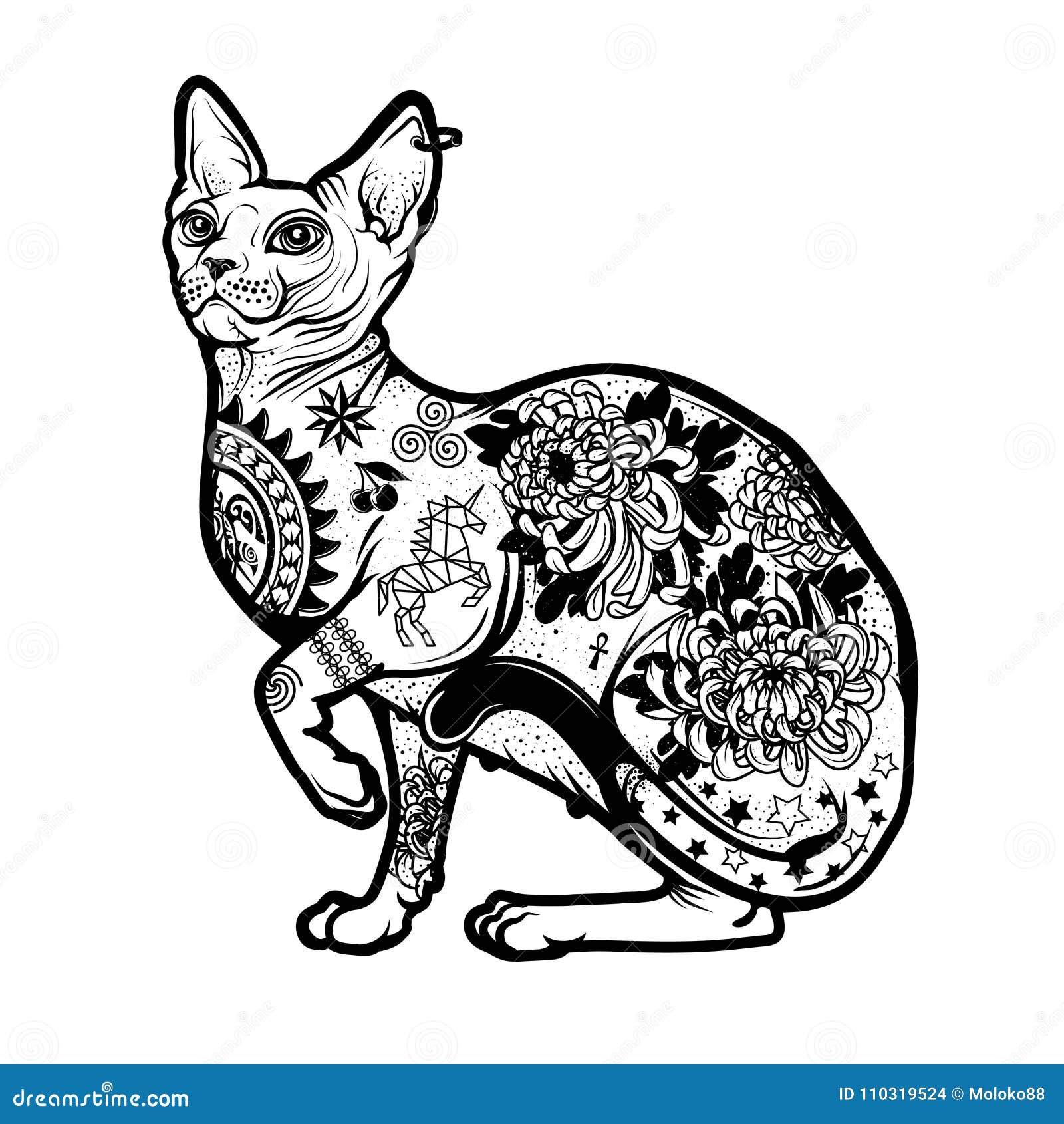 Outline kitty tattoo - Tattoogrid.net