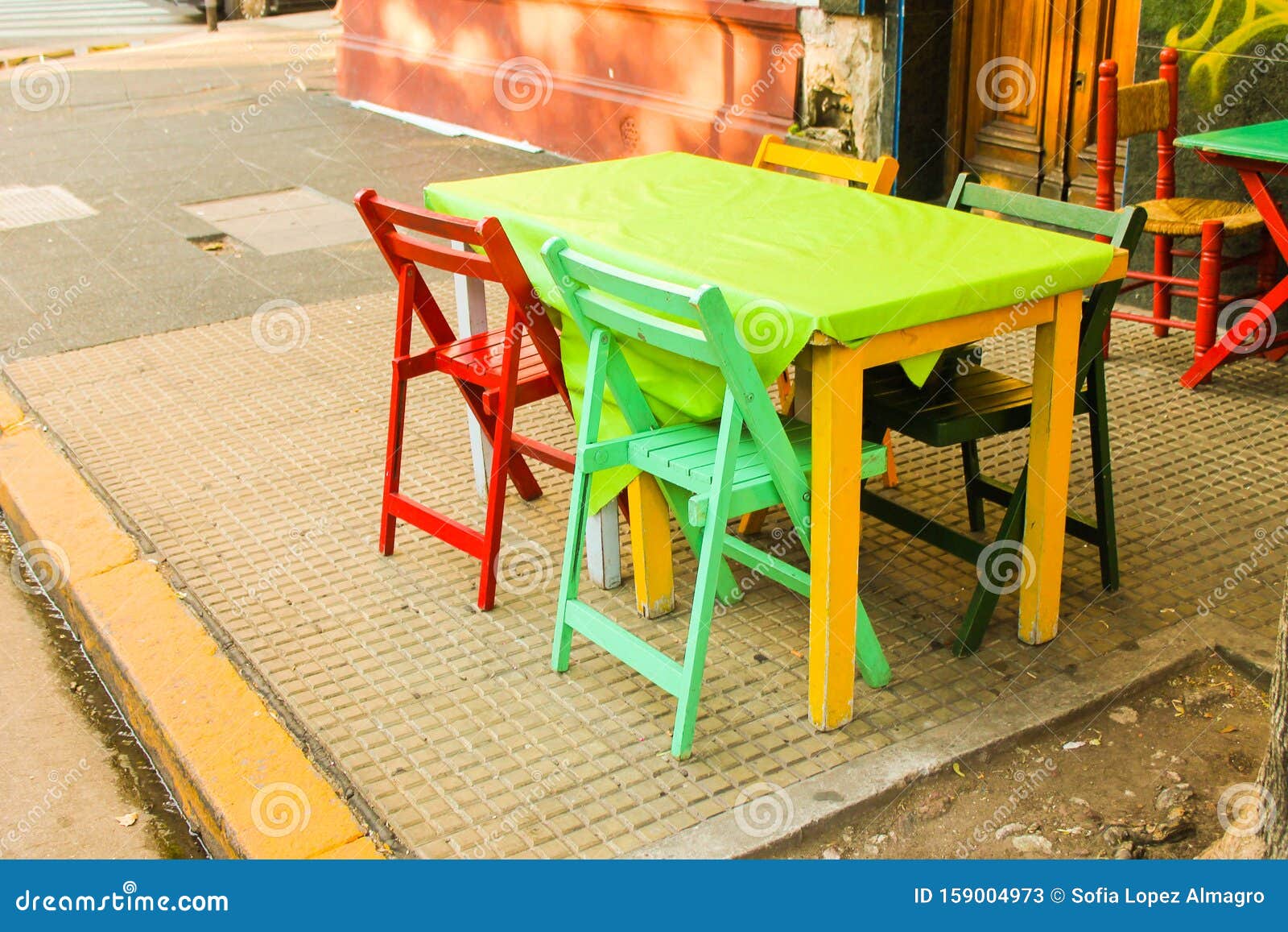 Vintage Chairs Restaurant Shop Colourful Sale Style Stock Image