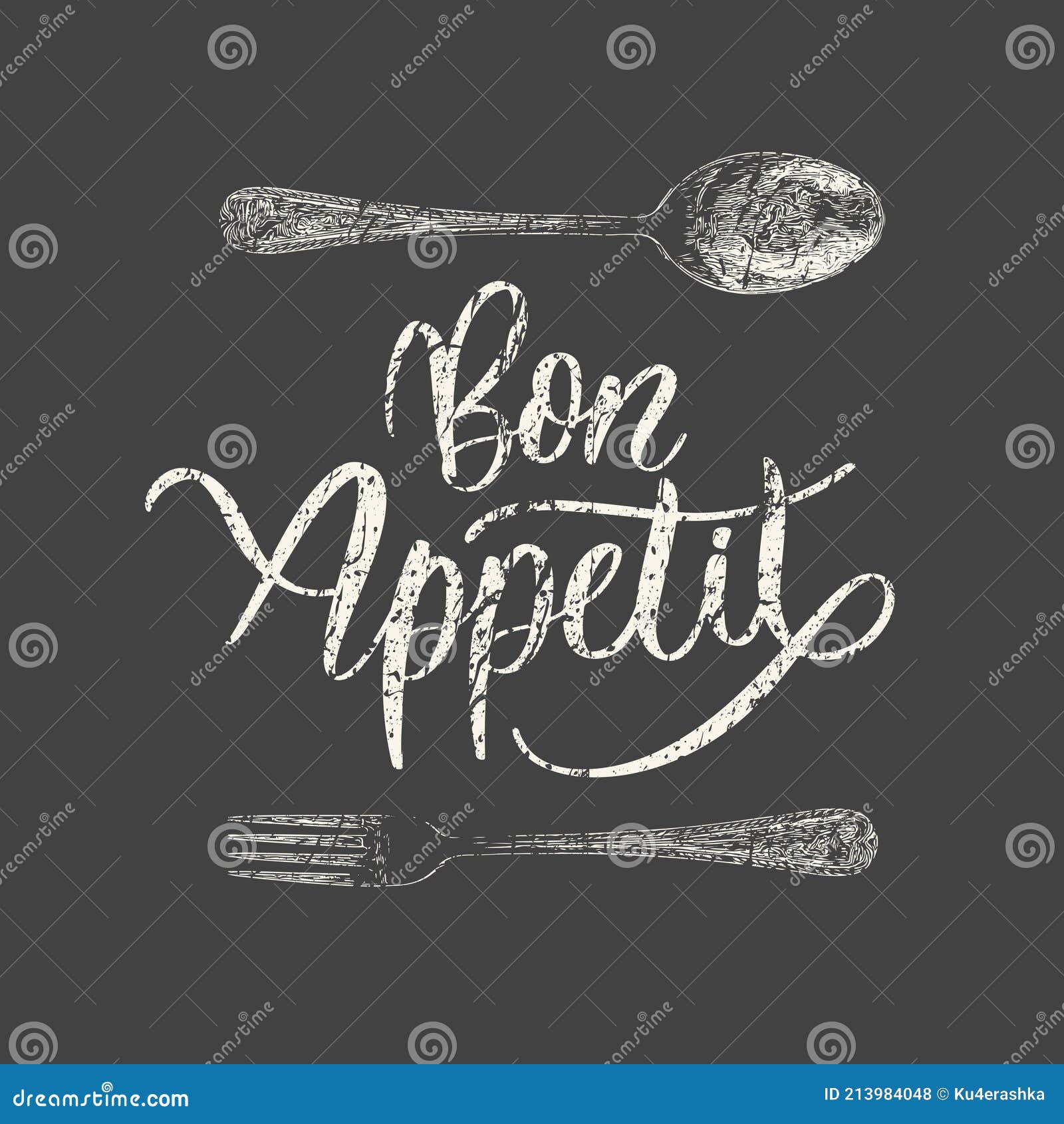 Vintage Chalkboard Bon Appetit Poster . Vector Illustration Stock ...