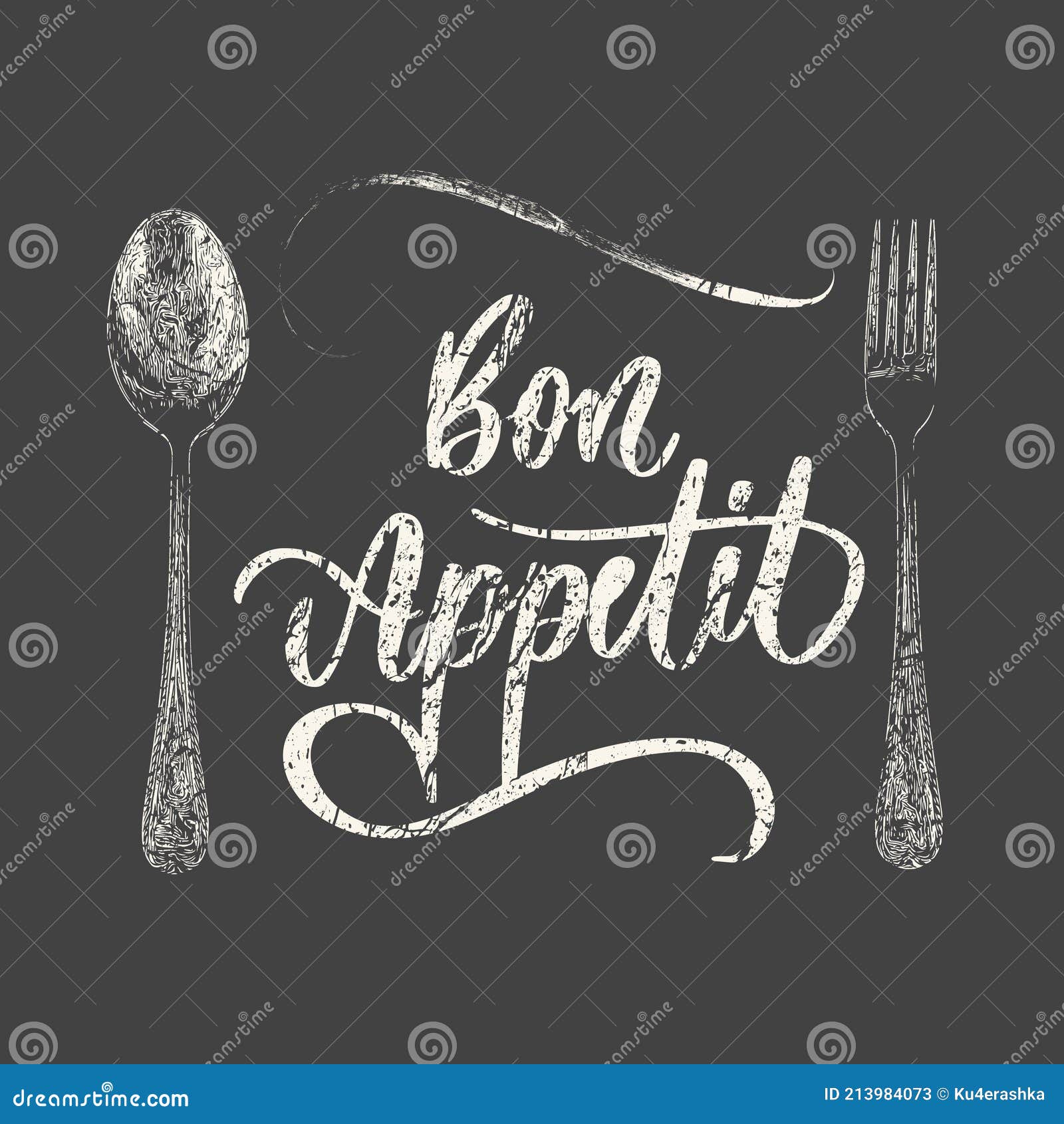 Vintage Chalkboard Bon Appetit Poster . Vector Illustration Stock ...