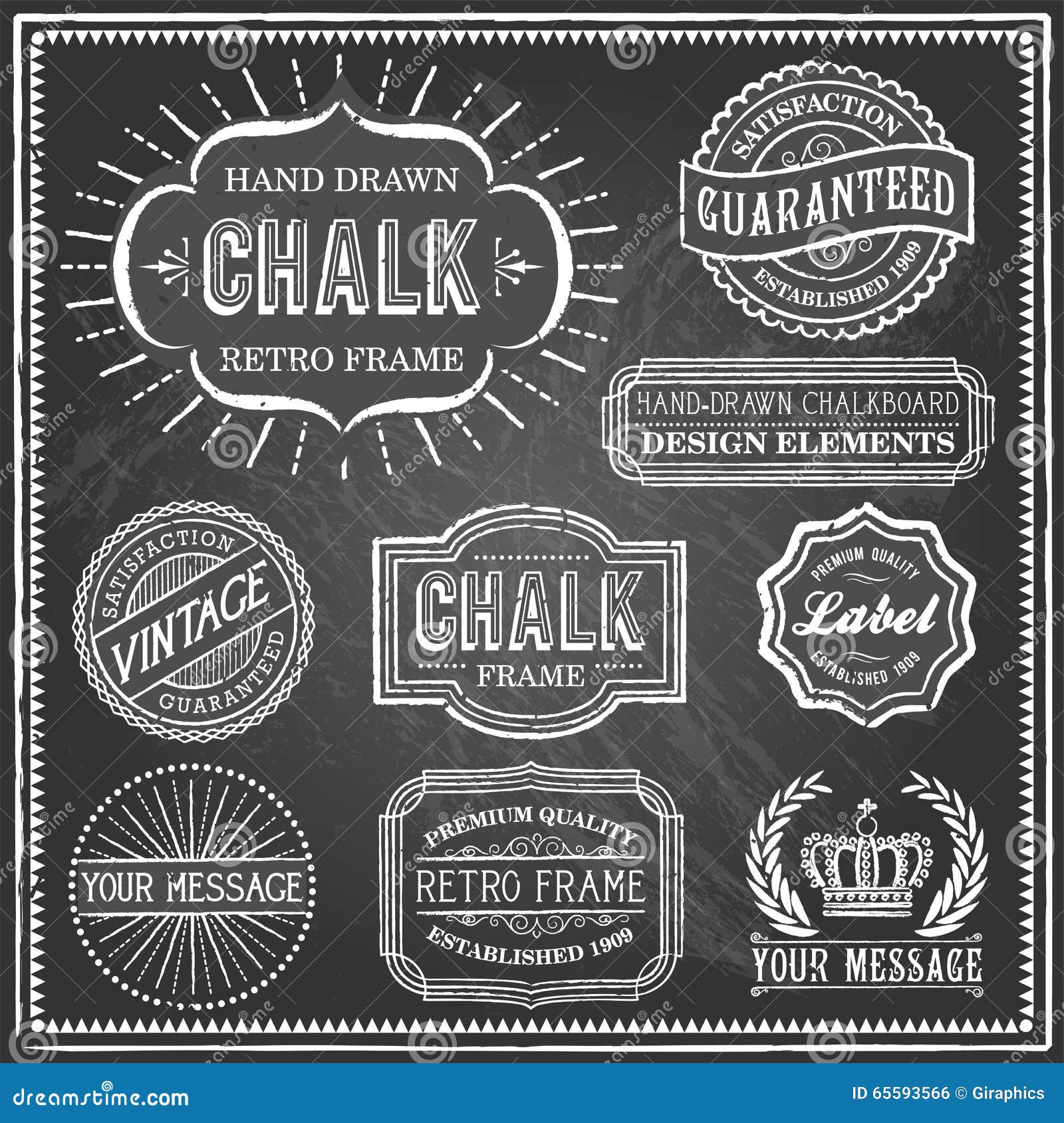 Vintage Chalkboard Frames stock vector. Illustration of drawn 65593566