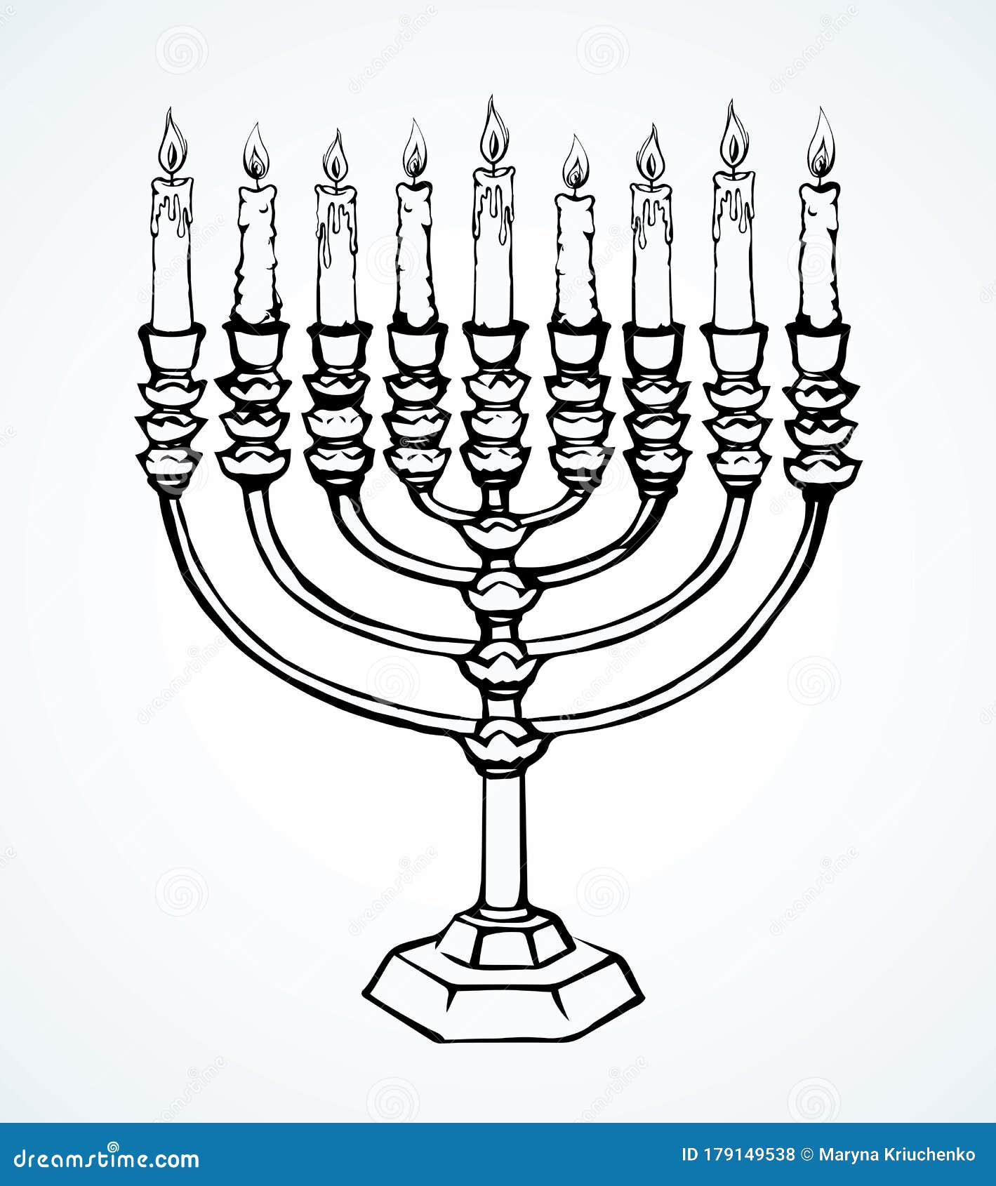 Menorah. Vector drawing stock vector. Illustration of engraving - 179149538