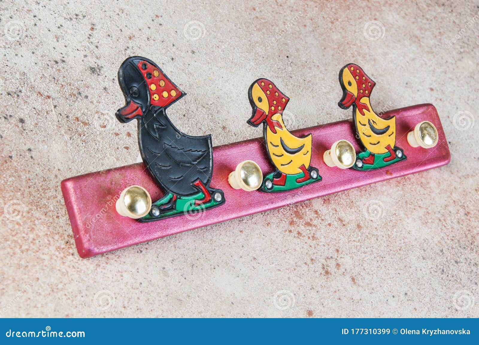 Vintage Children Coat Rack Duck Stock Image Image of closeup