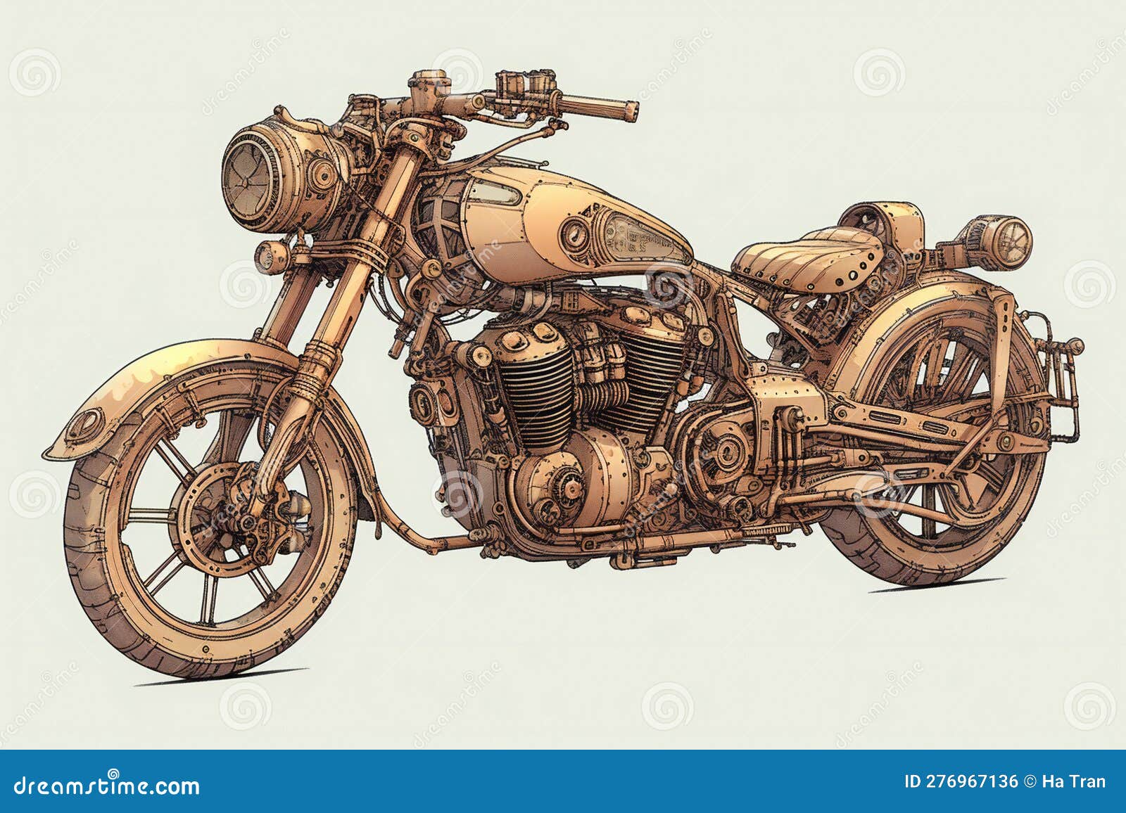 Desenho Linha Contínua Retro Velho Ícone Motocicleta Vintage