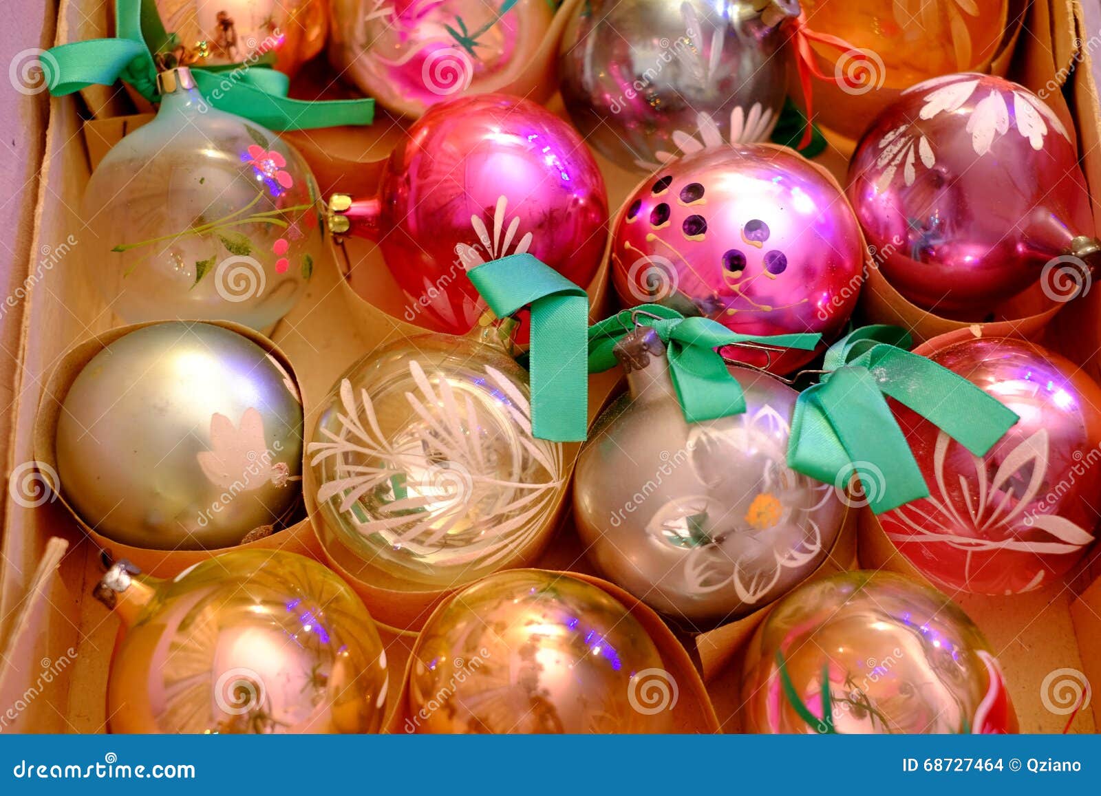 Vintage Christmas balls stock photo. Image of green, space - 68727464