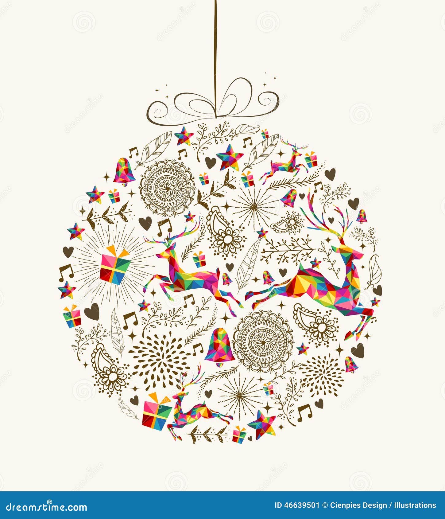 vintage christmas bauble greeting card