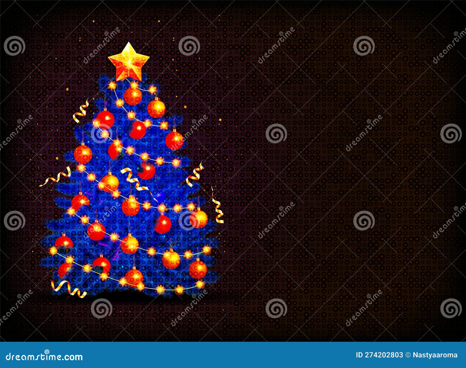 Vintage Christmas Decorated Christmas Tree Stock Vector Illustration