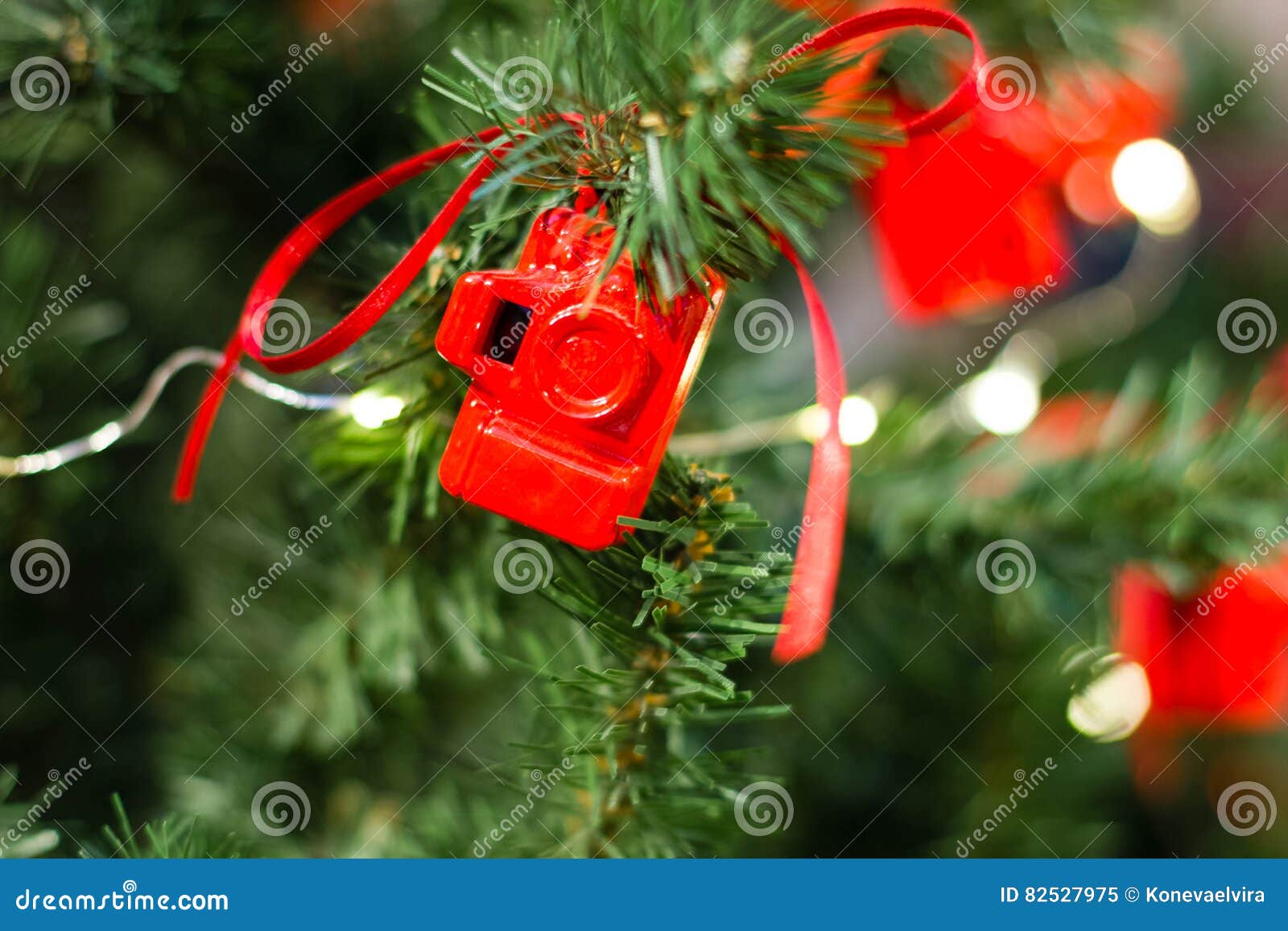 Vintage Christmas Decorations on the Christmas Tree Stock Image - Image ...