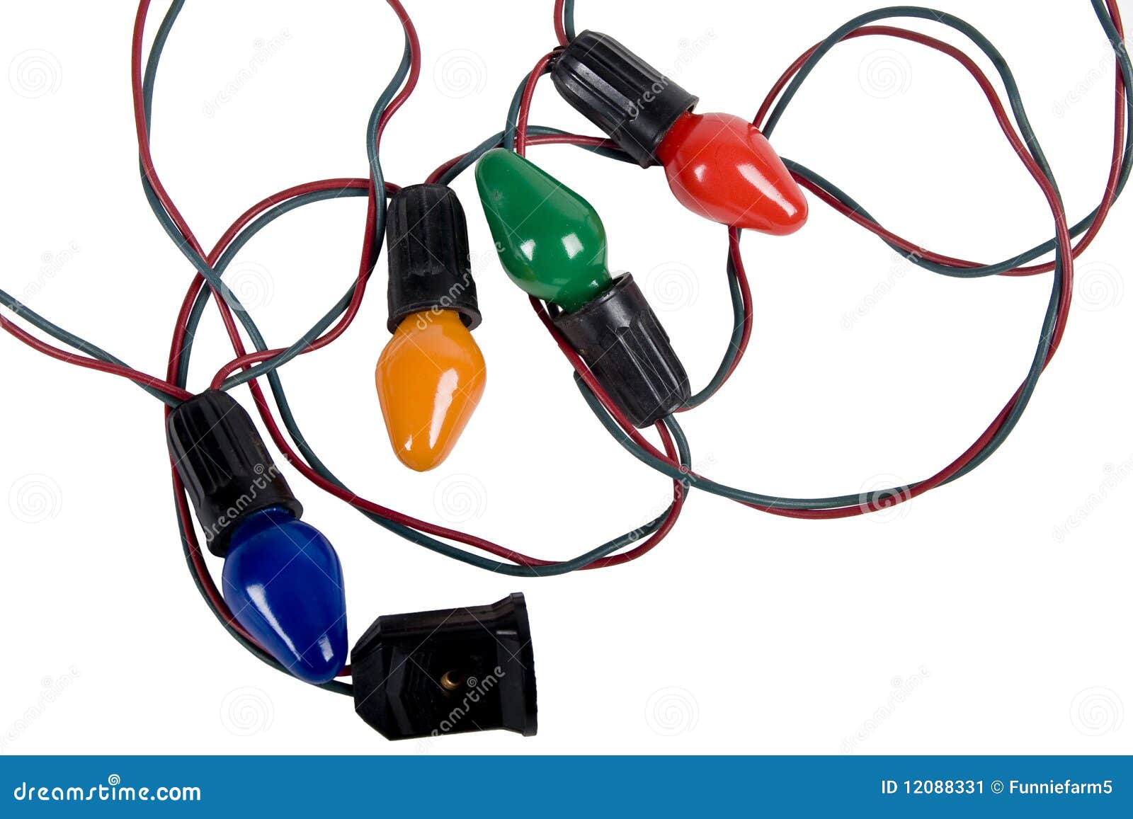 Vintage Christmas Lights Isolated on White Stock Image Image of