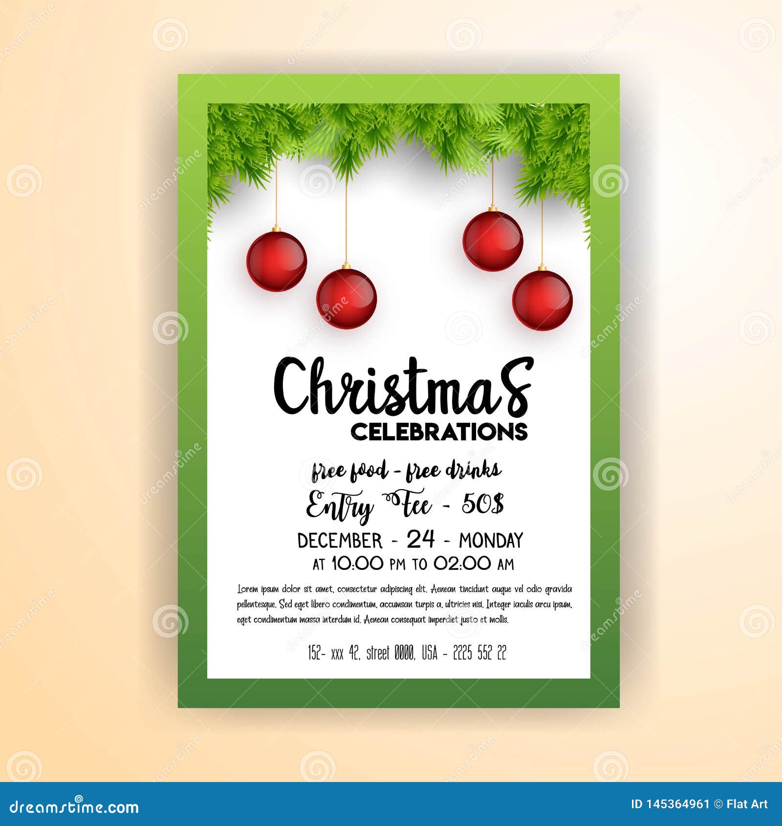 Vintage Christmas Party Flyer Template Stock Vector - Illustration Inside Free Christmas Party Flyer Templates