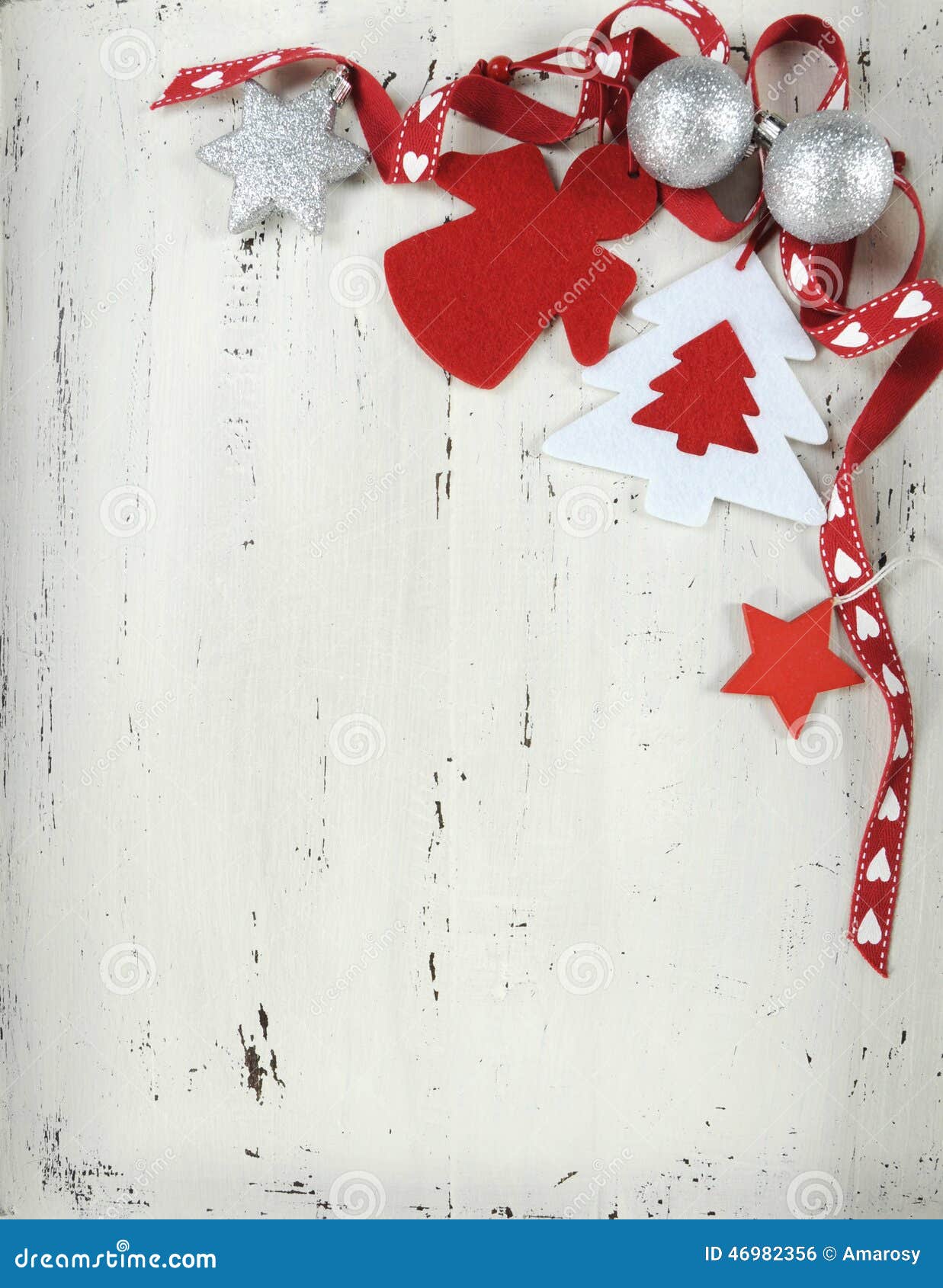 vintage christmas red and white felt ornaments - vertical.