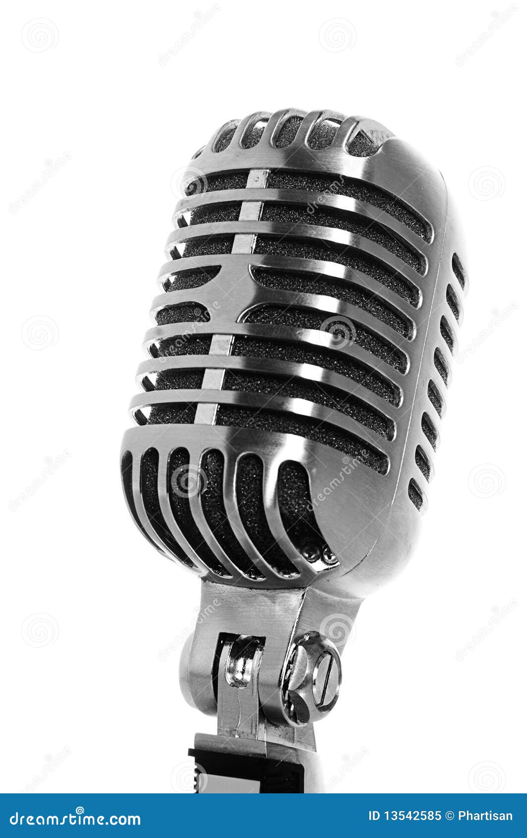 Vintage chrome microphone stock image. Image of instrument 13542585