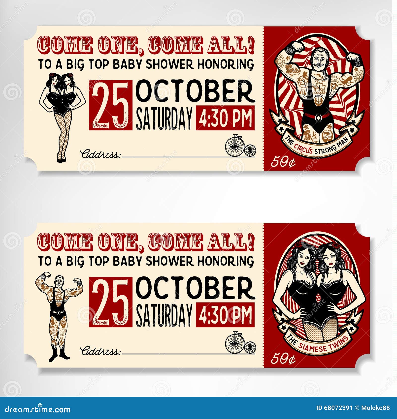 Premium Vector  Template of tickets to the circus carnival cinema in  vintage style vector illustration