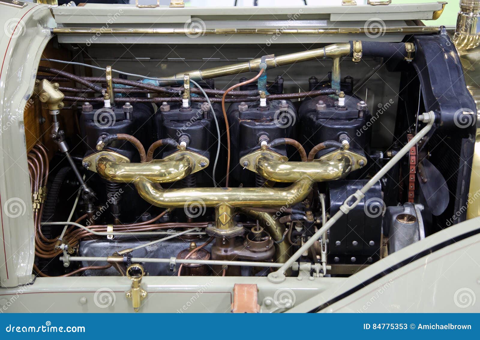 Vintage Classic Antique Car Engine Motor Stock Image - Image of block