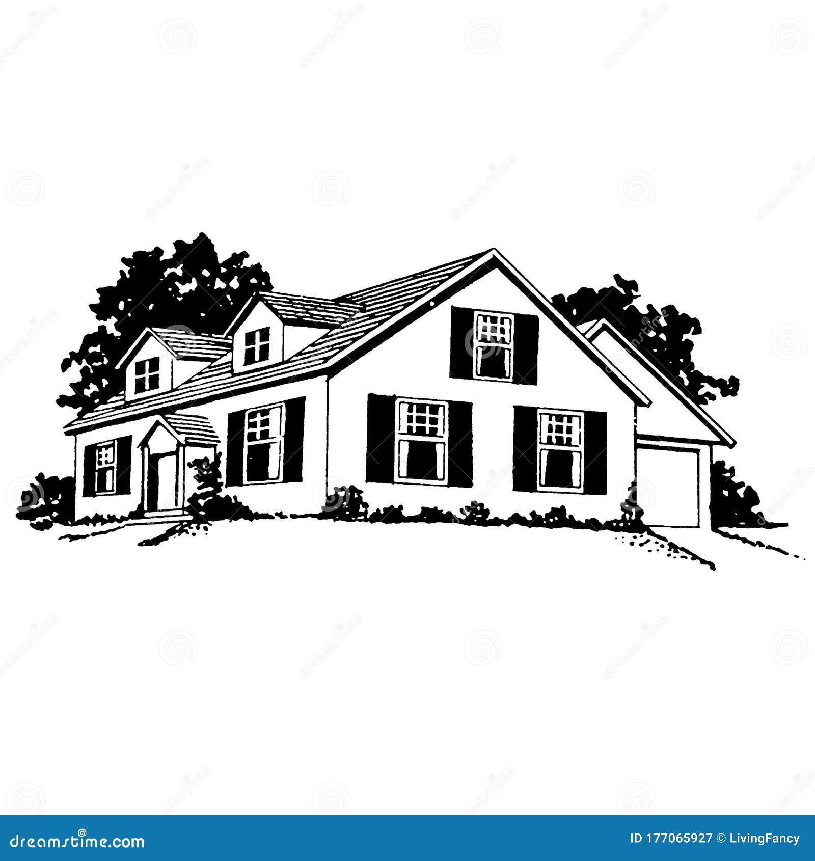 big house clipart black and white