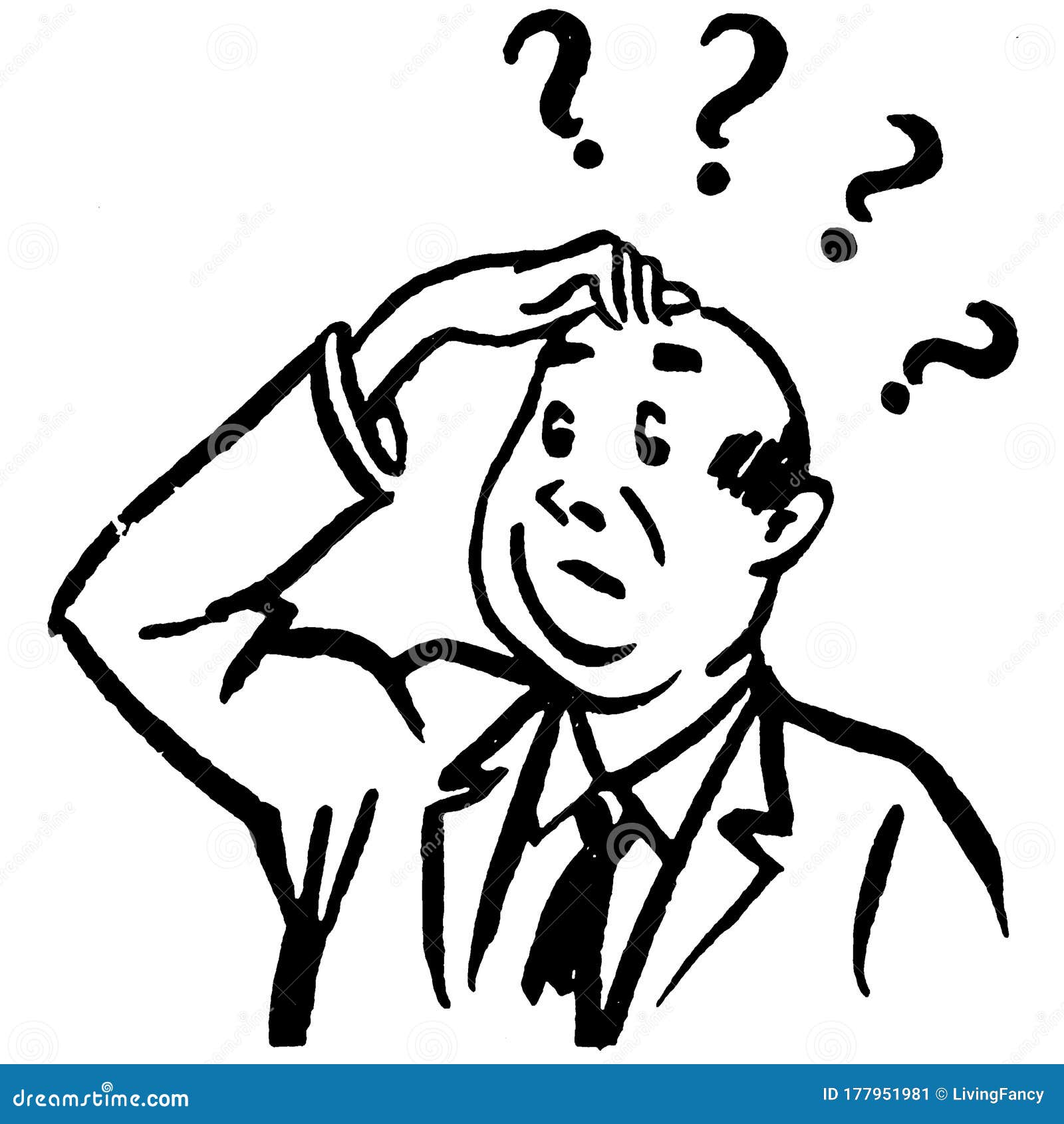Vintage Clipart 239 Man Scratching His Head Questioning And Confused
