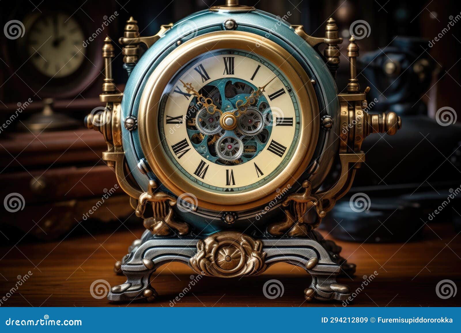 vintage clock with mechanism vintage clock with uncovered clockwork