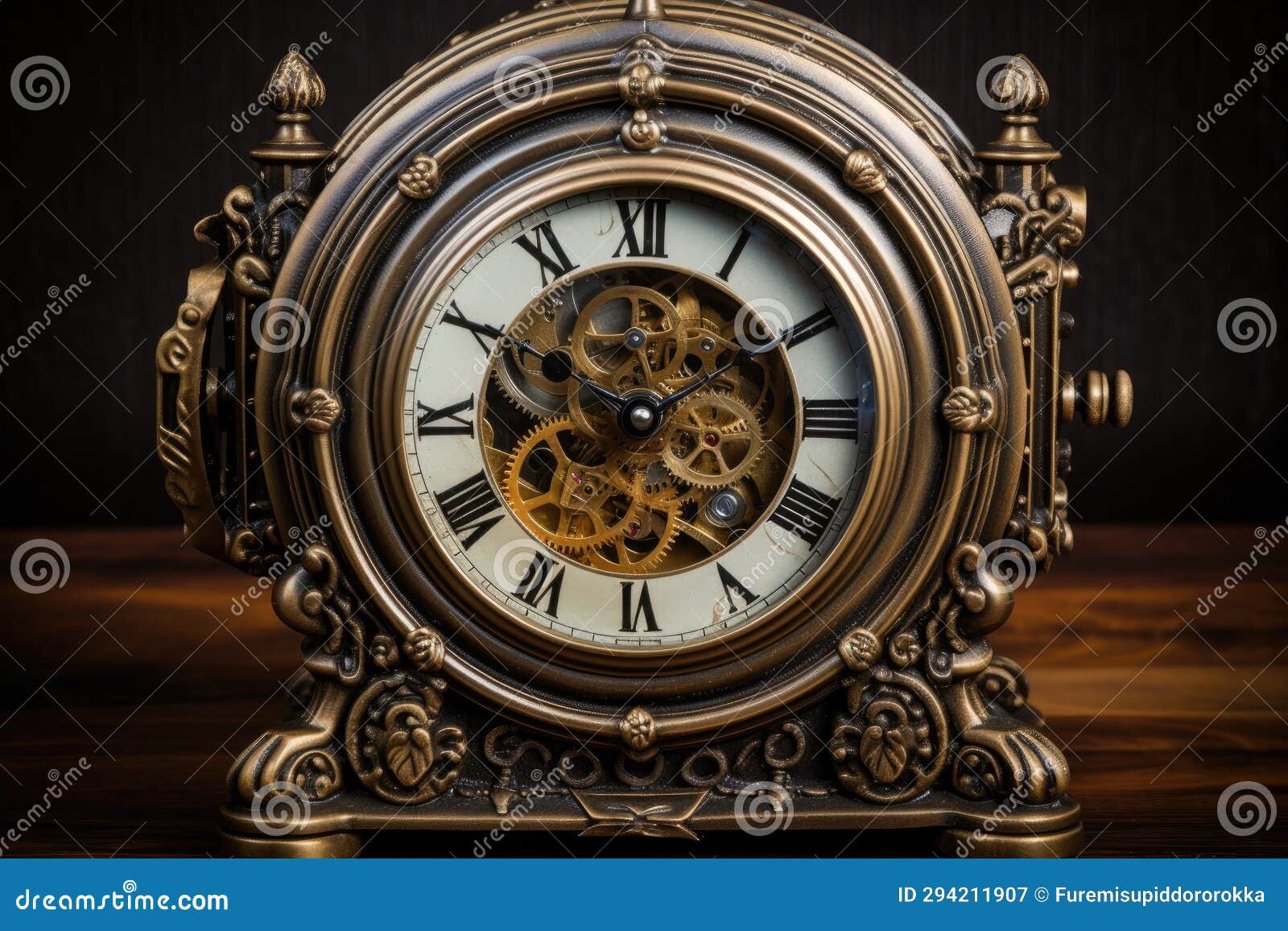 vintage clock with mechanism vintage clock with uncovered clockwork