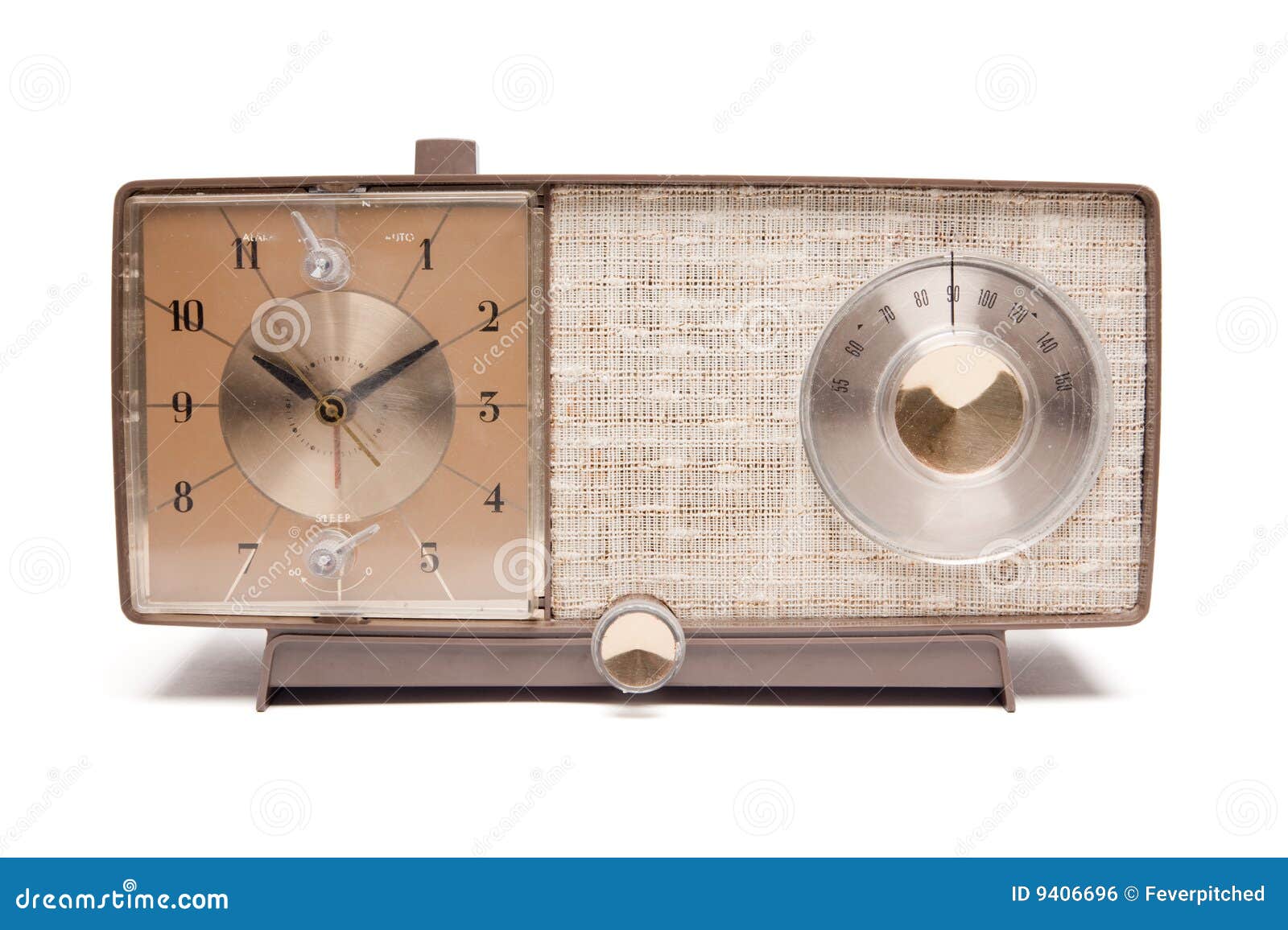 Vintage Clock Radio Isolated Stock Photo Image of collectible, knobs