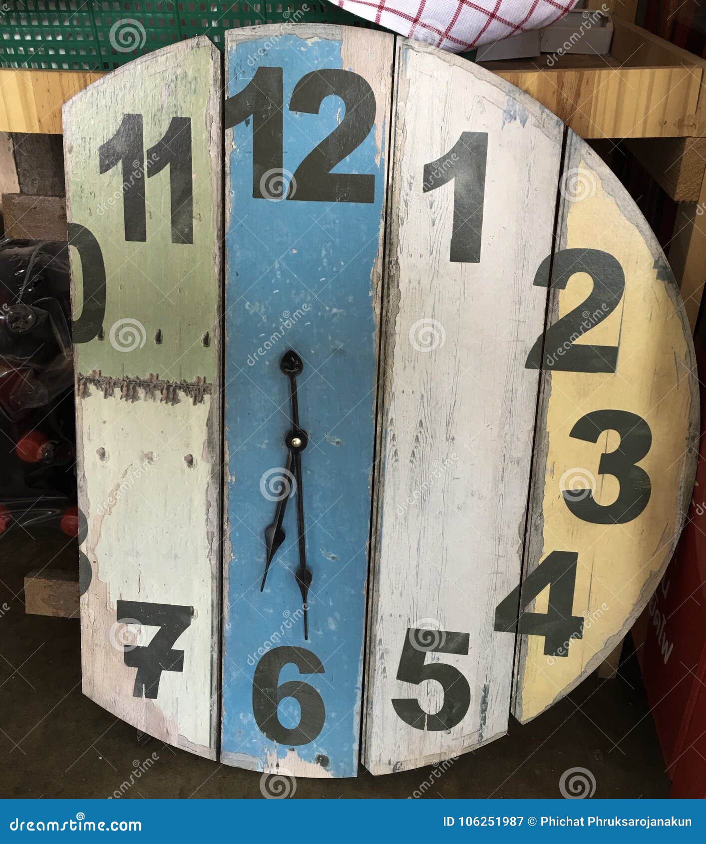 Vintage clock stock image. Image of wooden, number, missing - 106251987