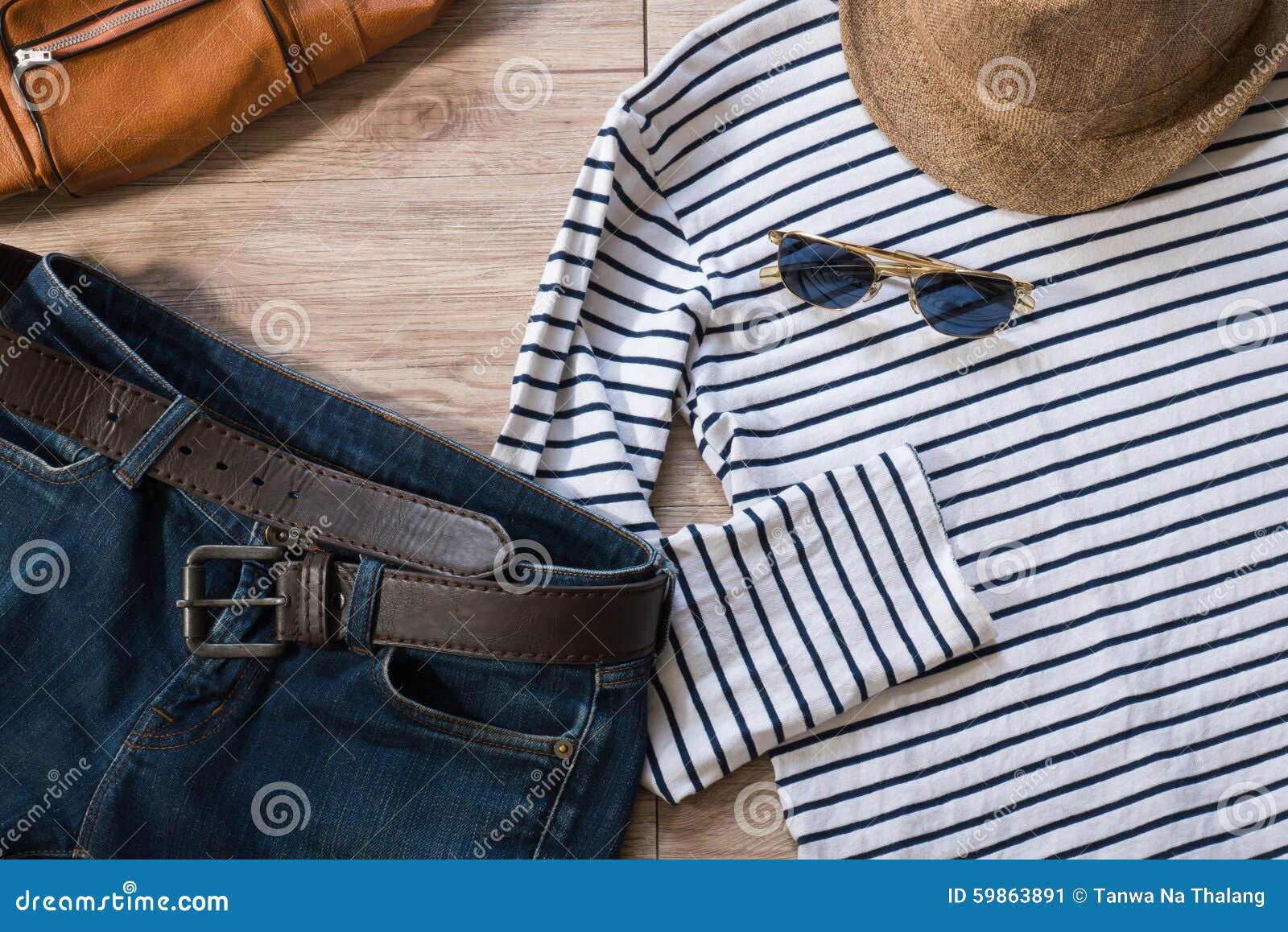 Vintage Clothing and Accessories on the Wooden Background Stock Image ...