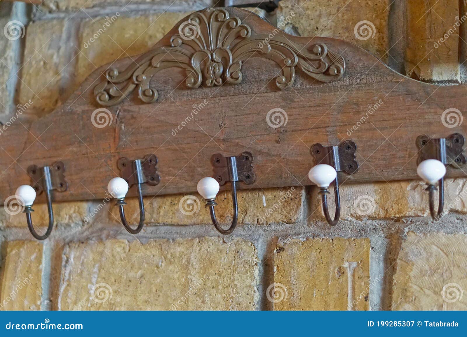 Vintage coat hooks stock image. Image of hook, wall 199285307