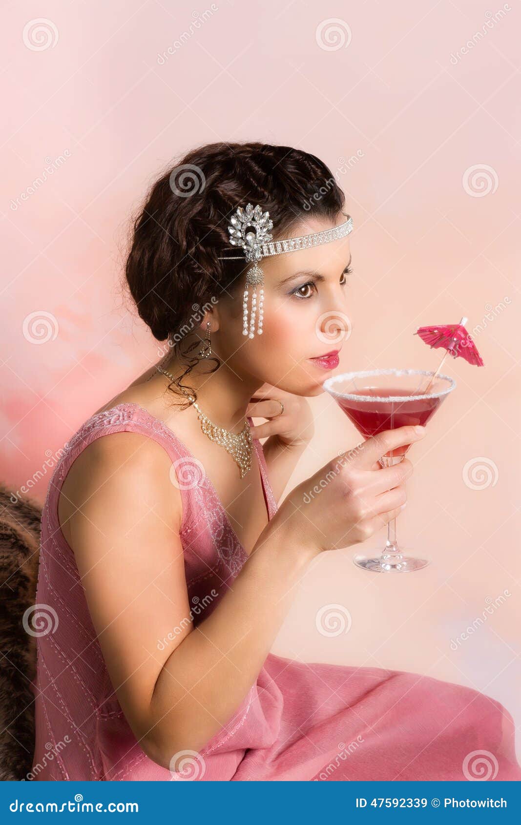 Vintage cocktail stock image. Image of headdress, fingerwaves - 47592339