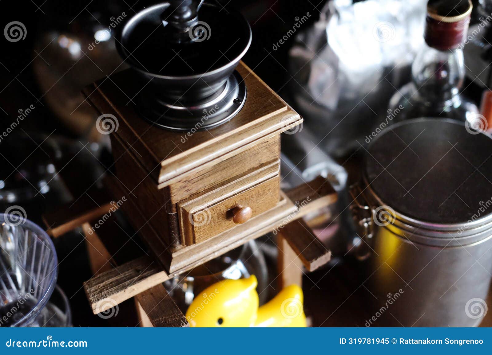 Vintage Coffee Drip Machine Set on Counter Bar in Cafe Stock Image