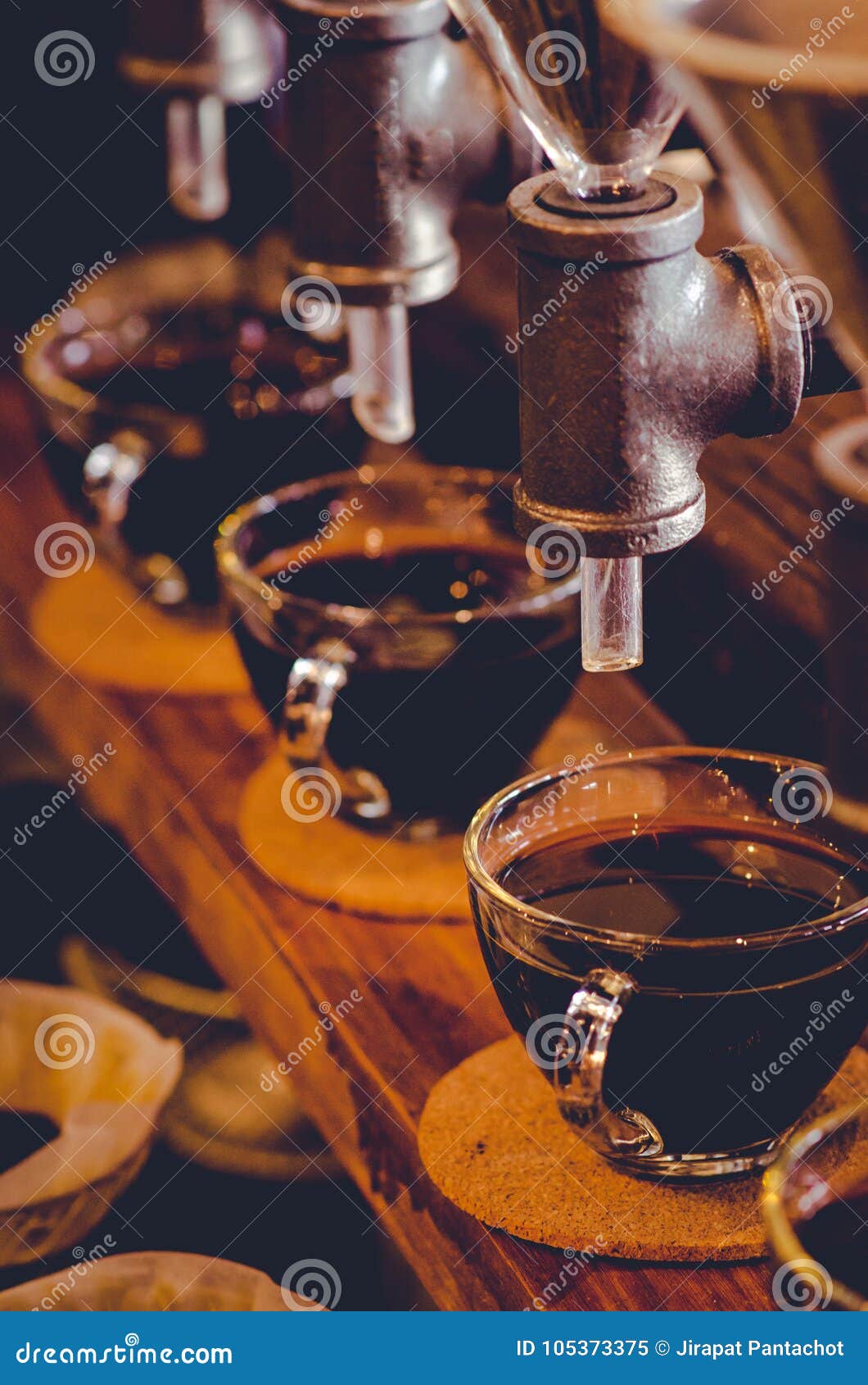 Vintage Coffee Machine Preparing Cup of Coffee Stock Image Image of