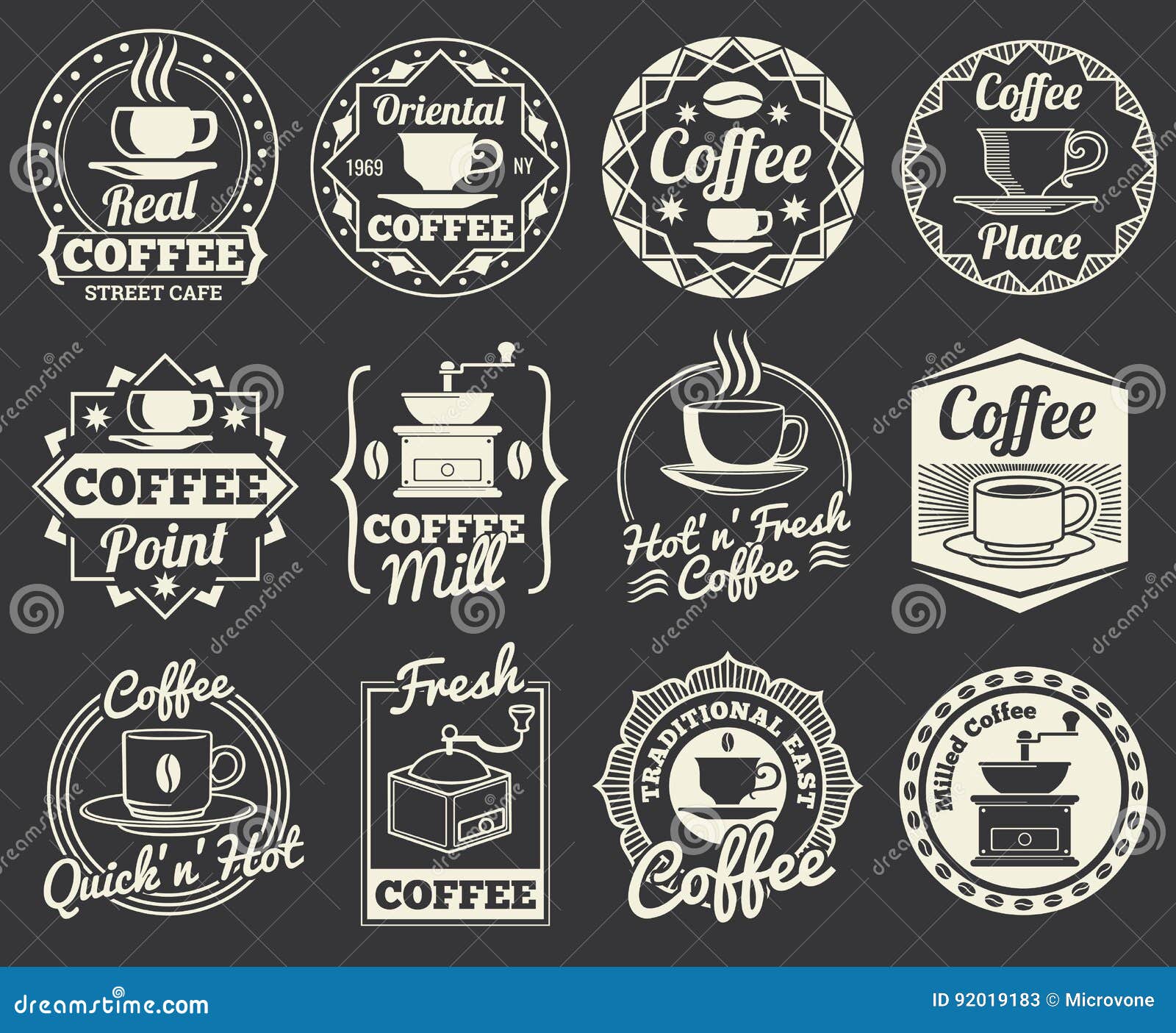 vintage coffee shop and cafe logos, badges and labels