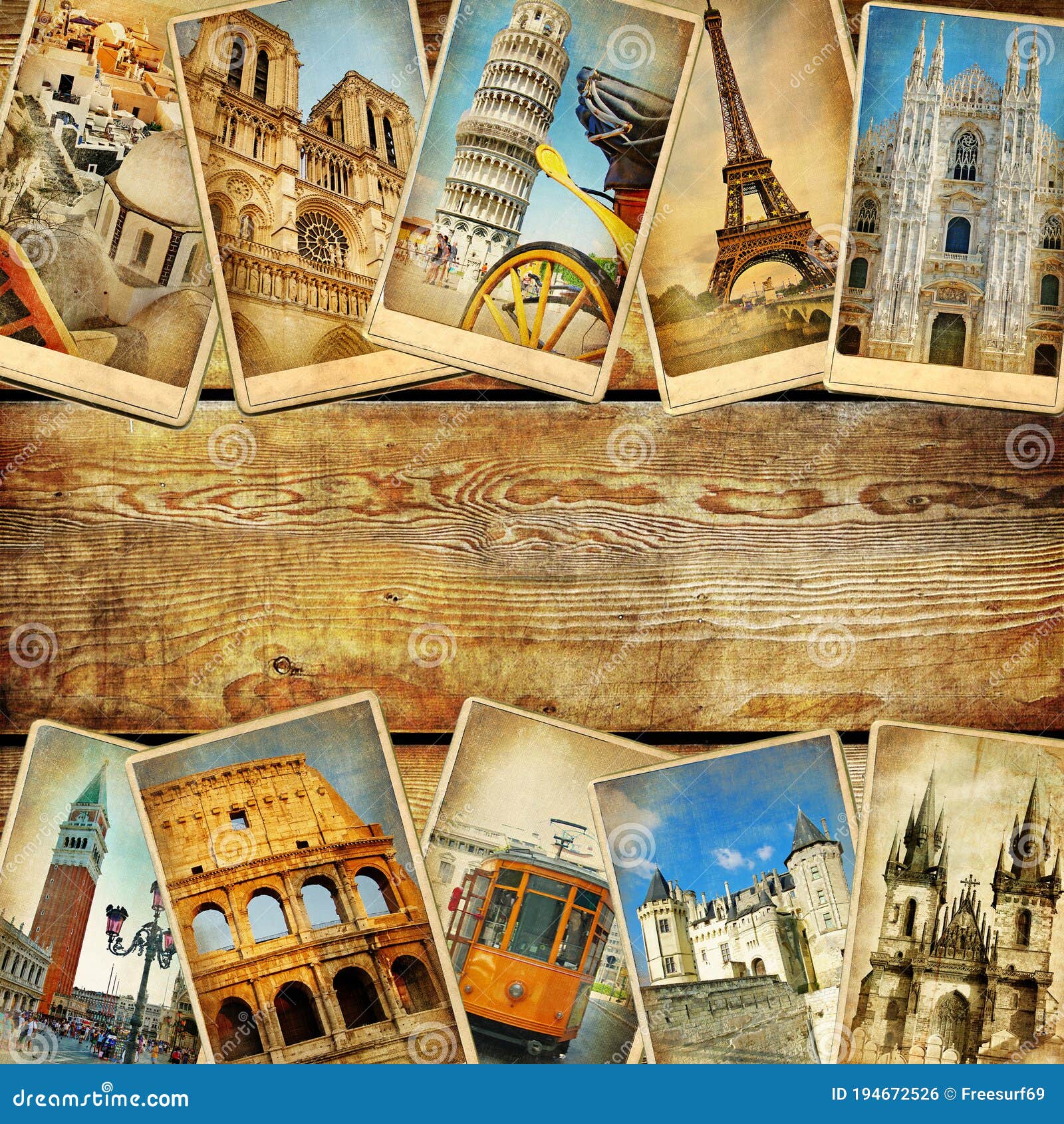 vintage travel collage background