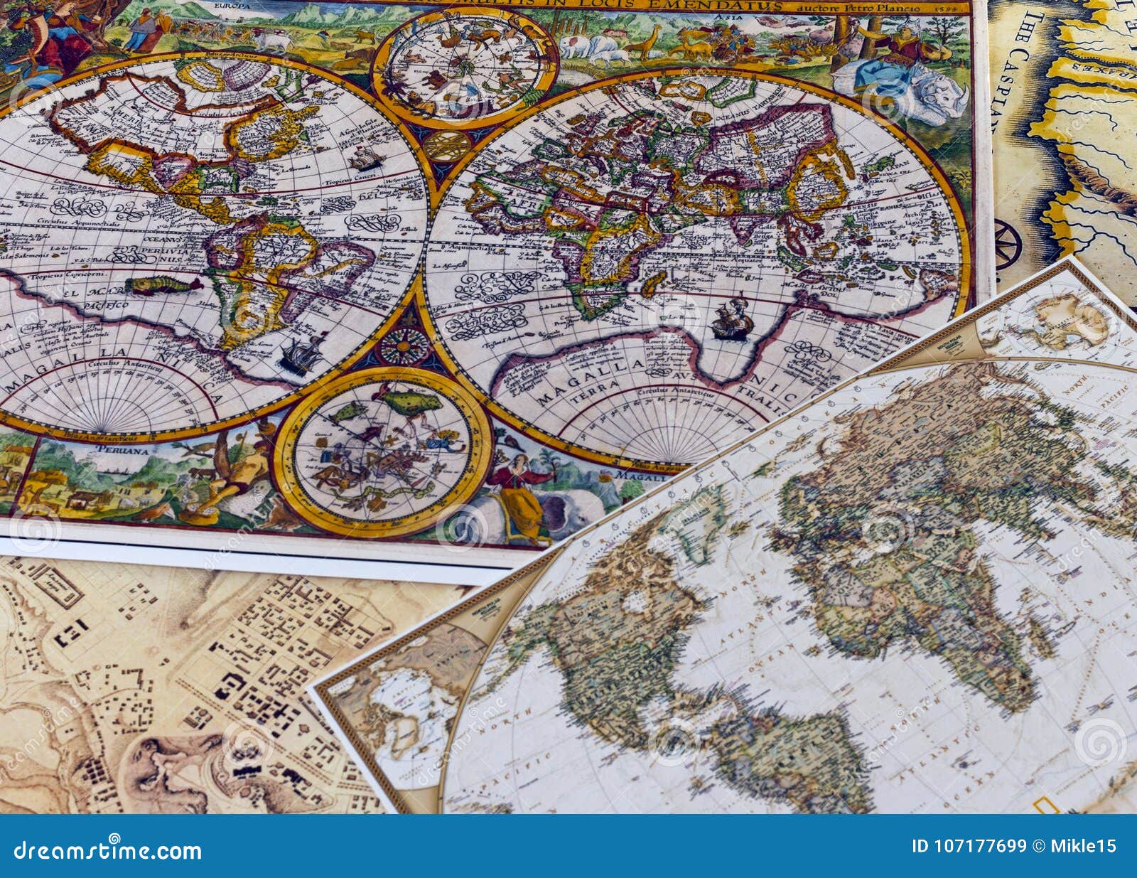 vintage color maps of the world