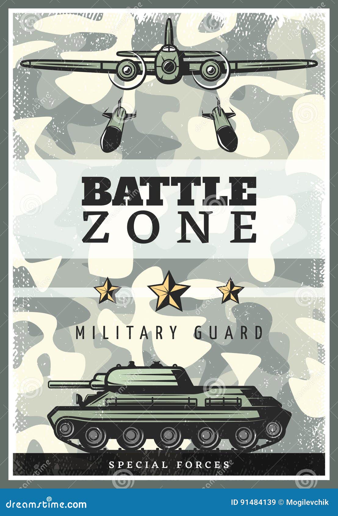 Tank and flag stock illustration