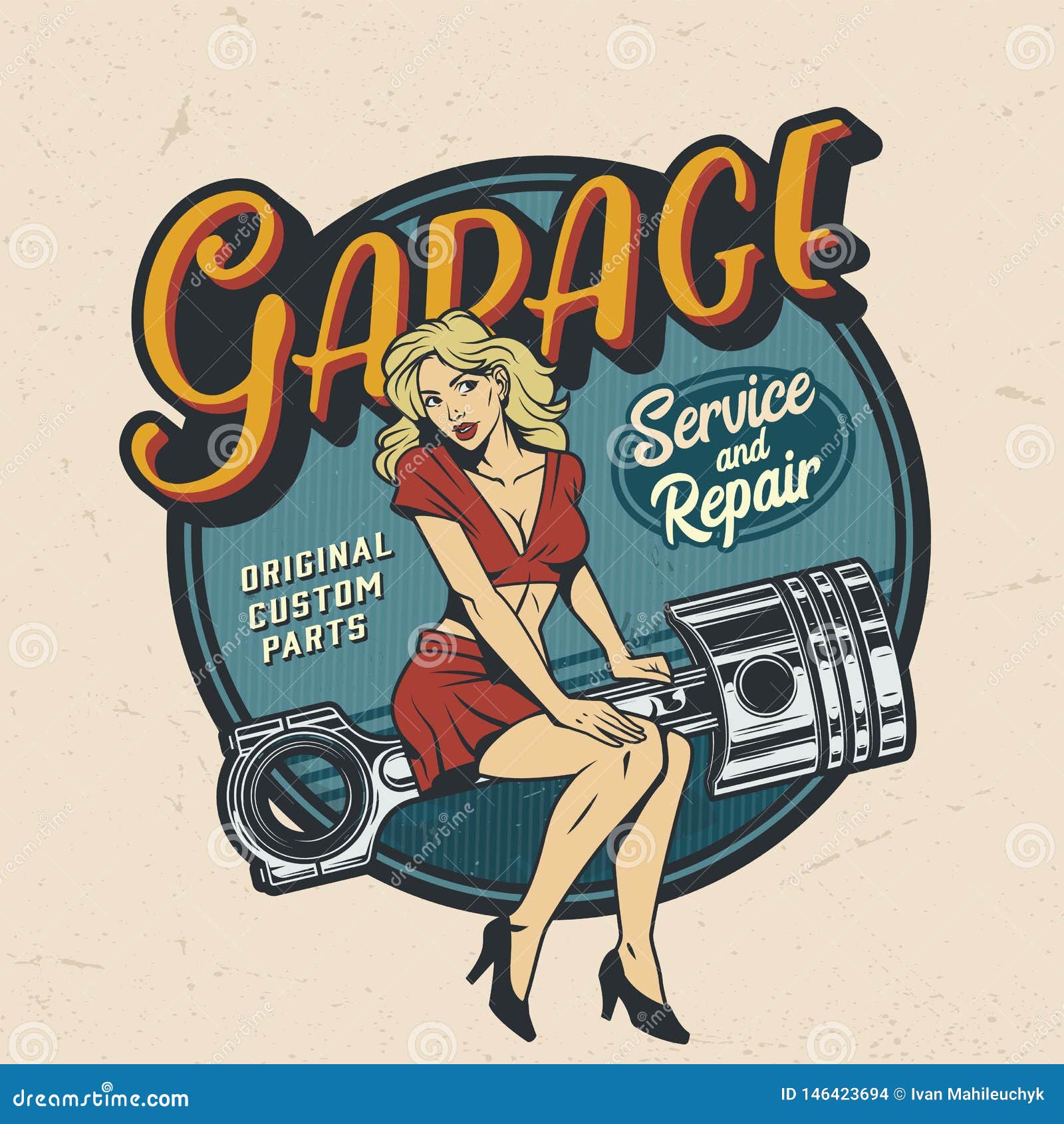 vintage colorful garage repair service logo