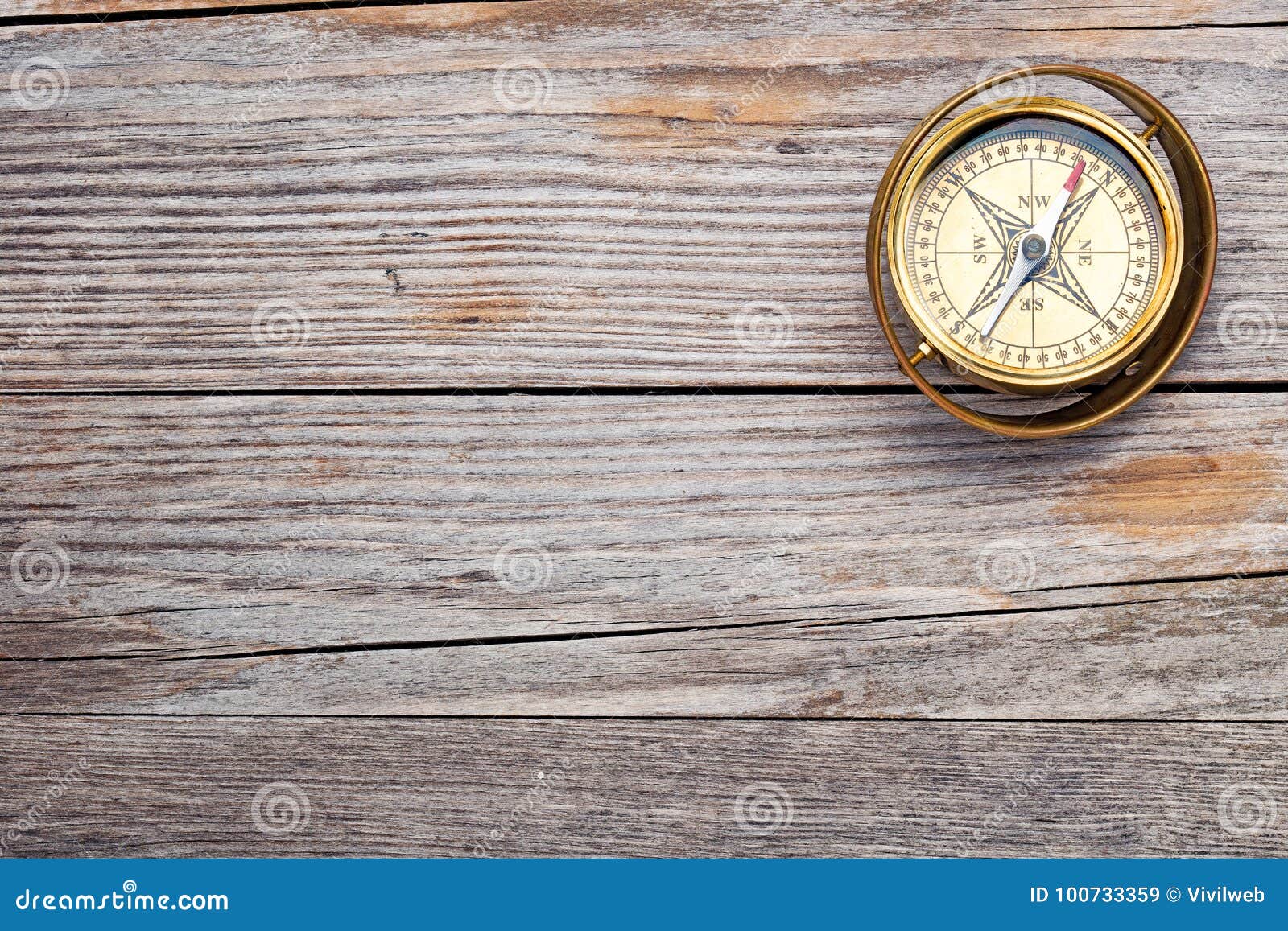 Vintage Compass on Wood Background Stock Image Image of background