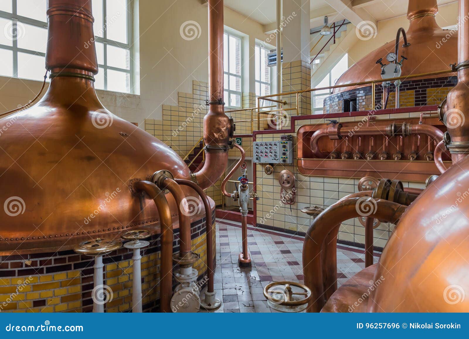 Vintage Copper Kettle Brewery in Belgium Stock Photo Image of