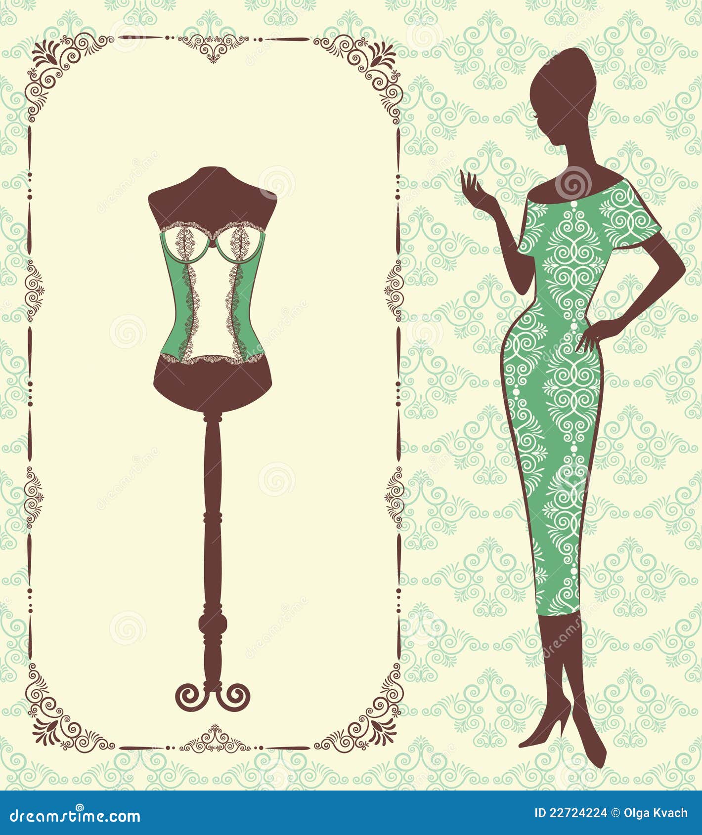 Vintage corset stock vector. Illustration of lace, draw - 22724224