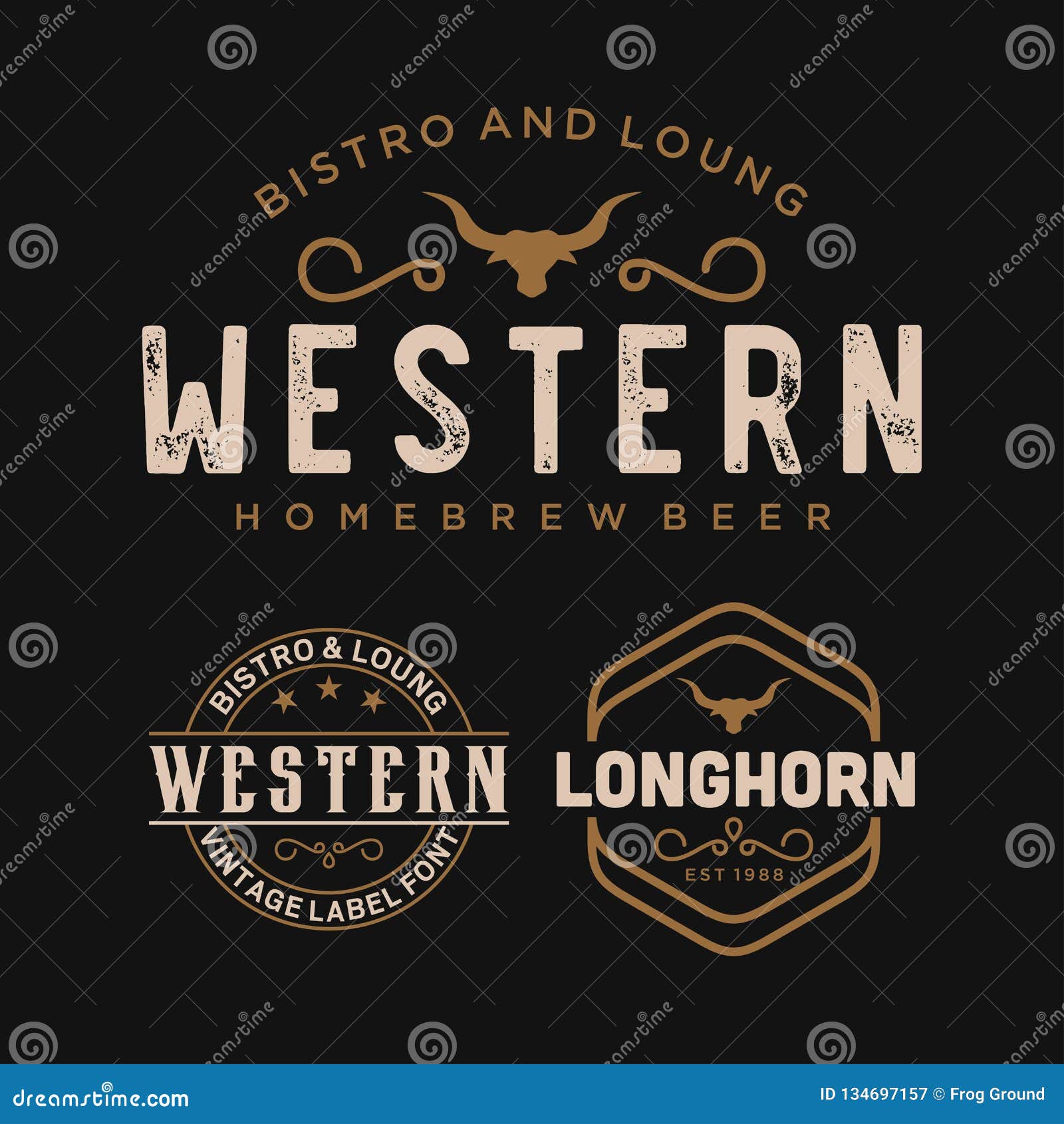 Vintage Country Emblem Typography For Western Bar Restaurant Logo