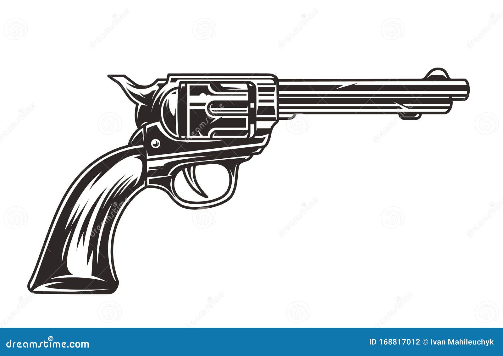 Vintage Cowboy Gun Monochrome Template Stock Vector - Illustration of