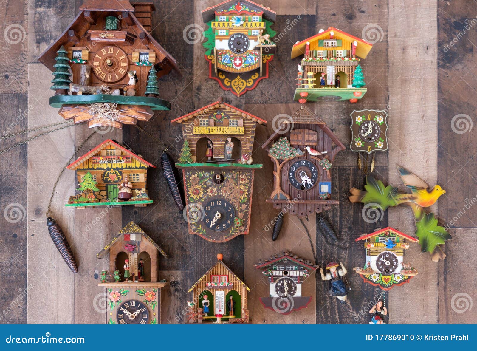 Vintage cuckoo clocks stock photo. Image of clock, clockface 177869010