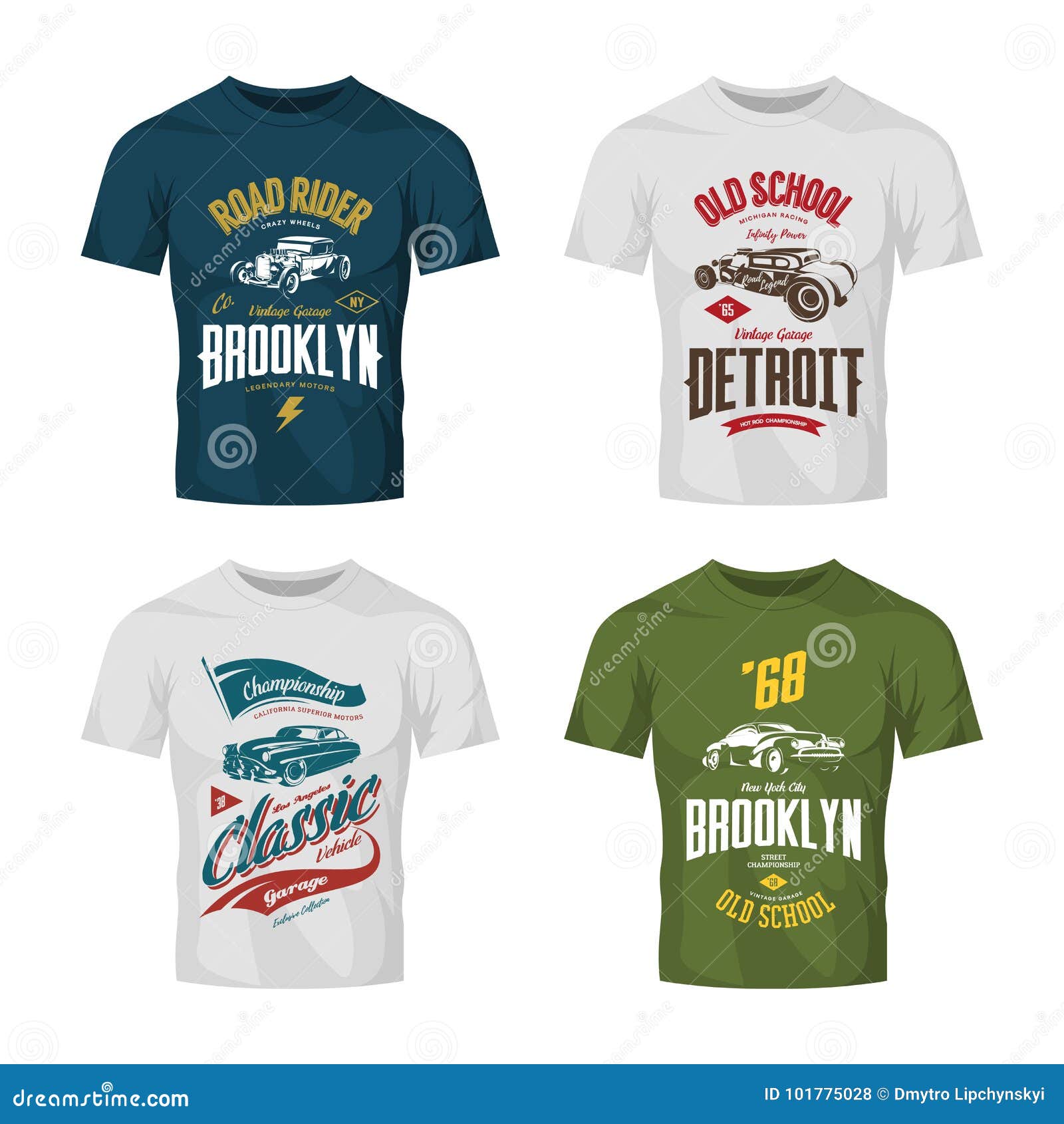 Download Vintage Custom Hot Rod And Classic Car Vector Logo T-shirt Mock Up Set. Stock Vector ...
