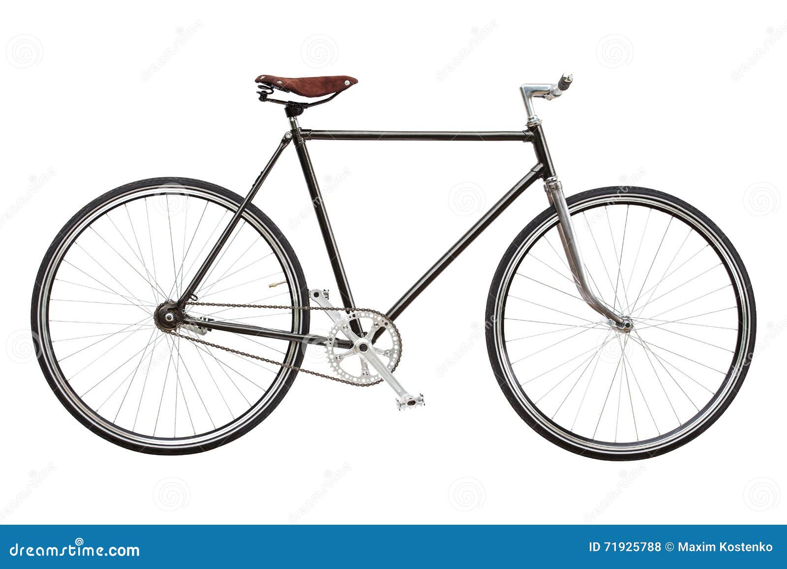 Vintage Custom Singlespeed Bicycle Isolated on White Background Stock