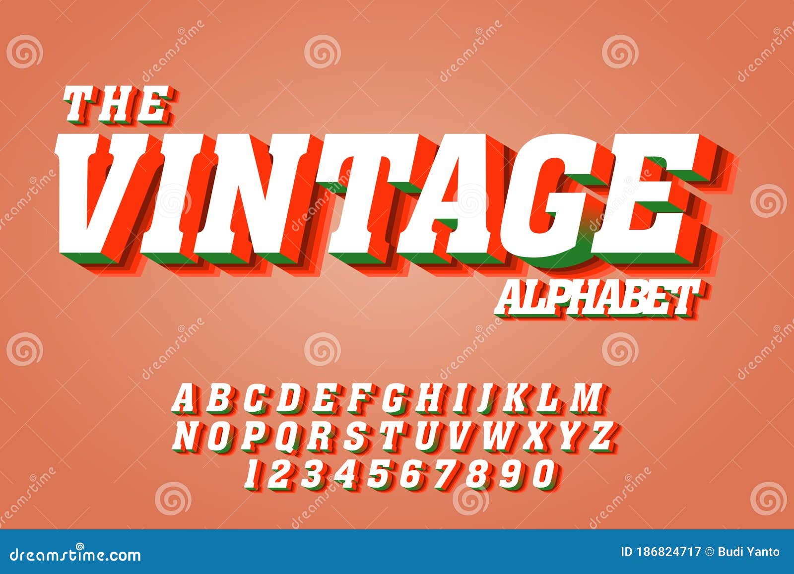 Vintage 3d Fonts, Alphabet Letters and Numbers. Text Font Effects ...