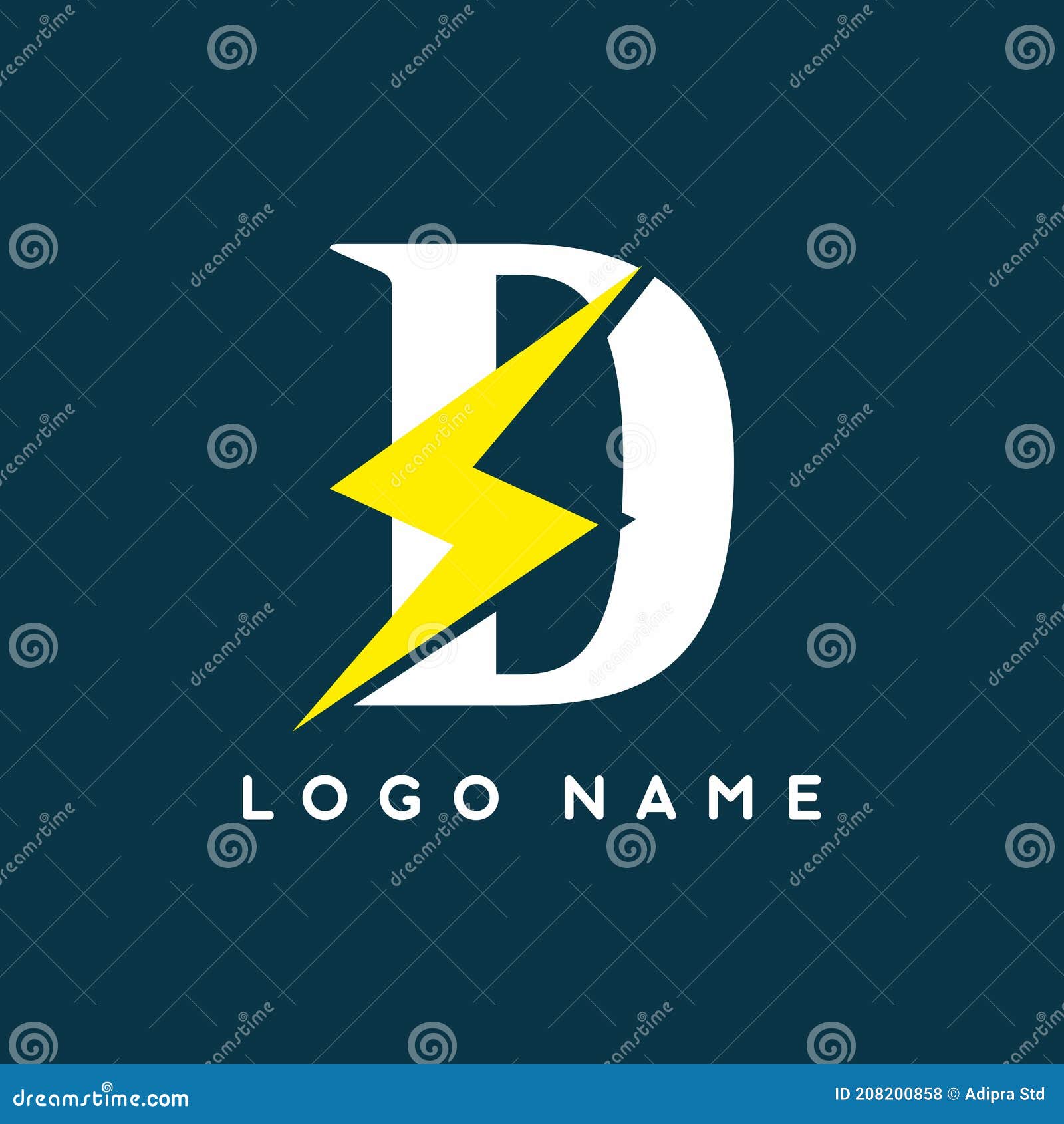 Vintage D Letter with Electrical Sign Logo Template Stock Vector ...