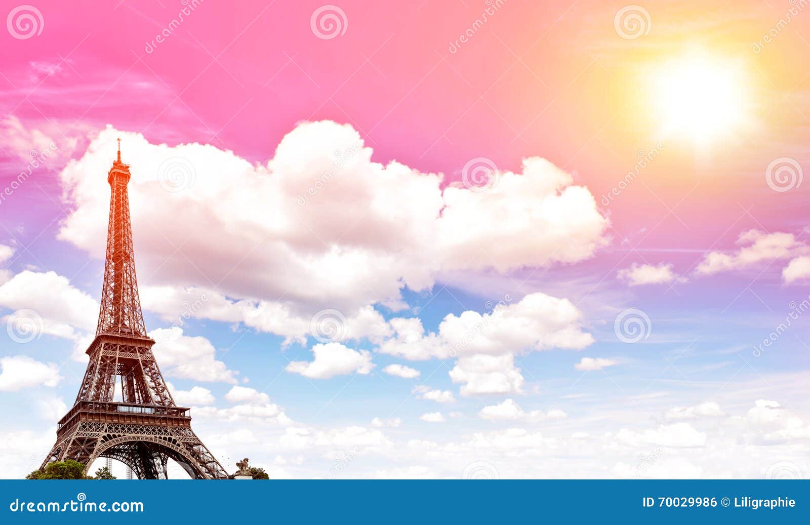 Vintage De Ciel De Coucher Du Soleil De Bleu De Paris De
