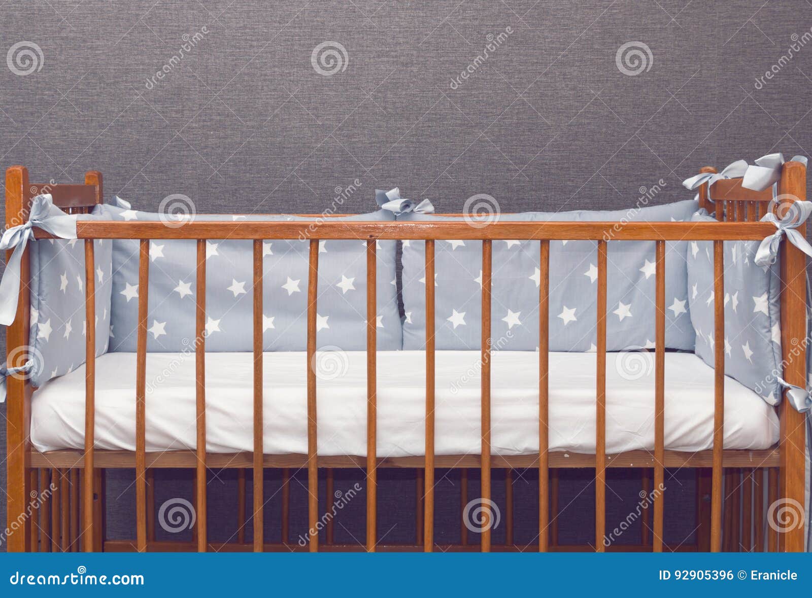Vintage decorated baby cot stock photo. Image of wooden 92905396