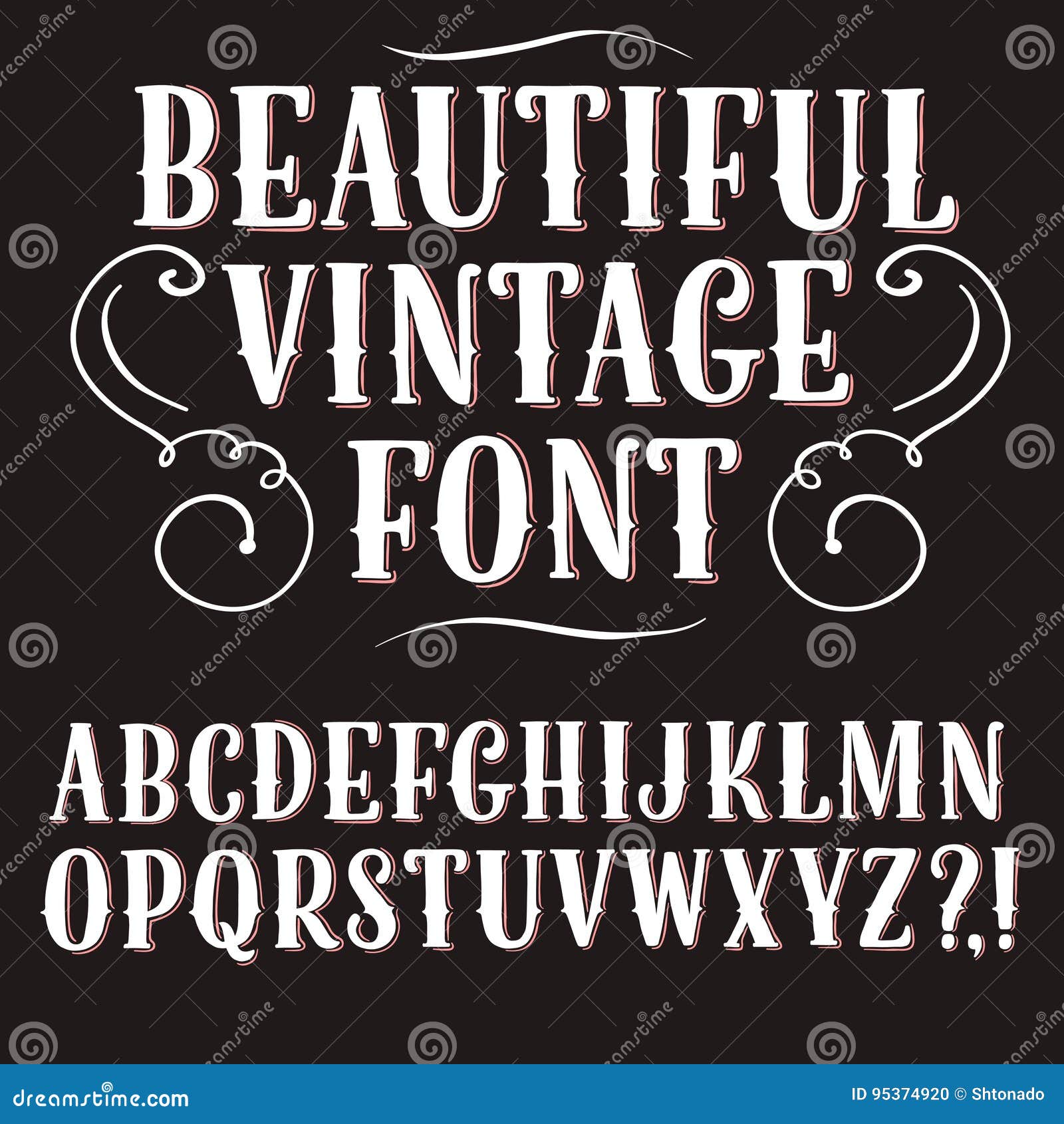 Vintage decorative font stock illustration. Illustration of book - 95374920
