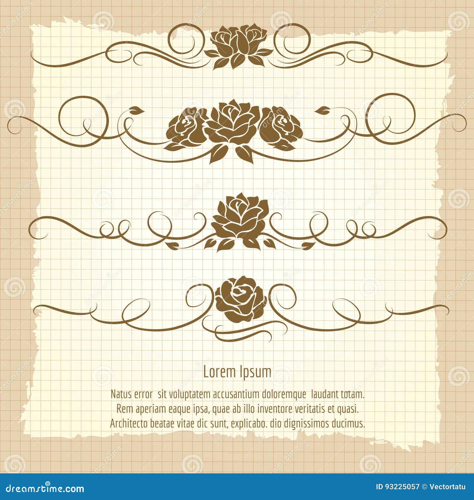 Vintage Decorative Ornaments with Roses Stock Vector Illustration of